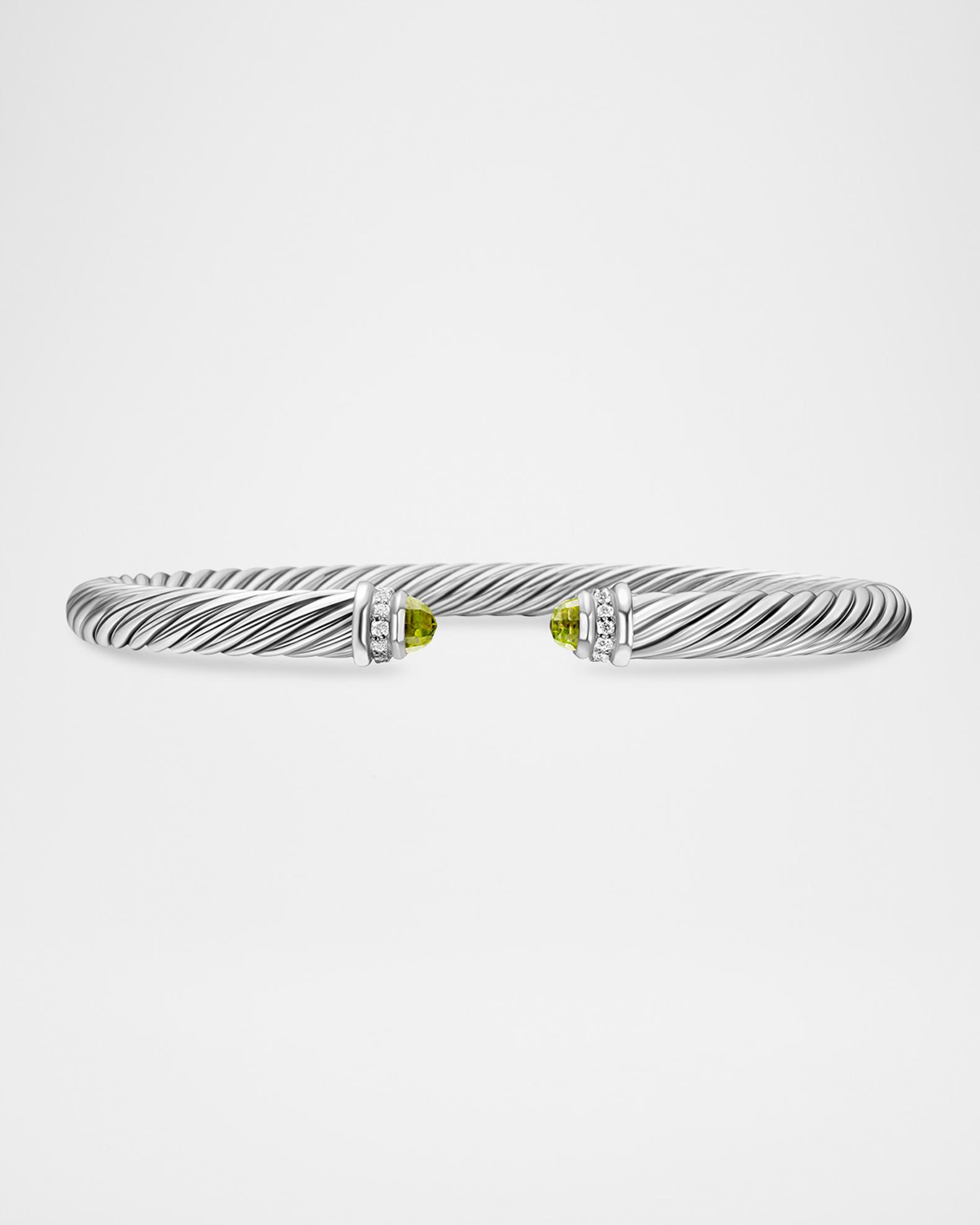 David Yurman Cable Bracelet with Gemstone and Diamonds in Silver, 5mm
