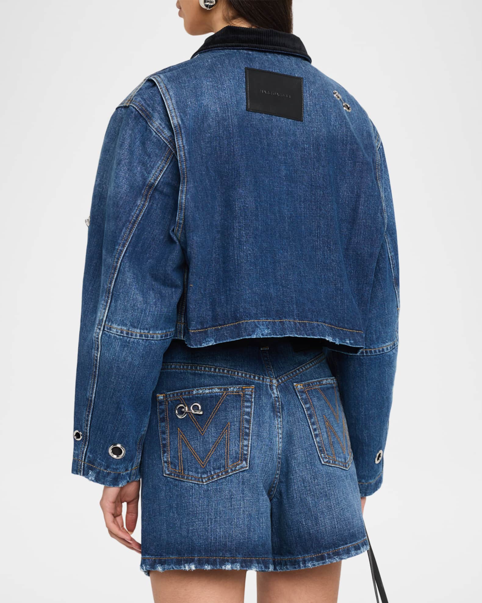 MARC JACOBS パフスリーブ　短丈デニムジャケット Marc Jacobs Grommet Denim Crop Utility Jacket | Neiman Marcus
