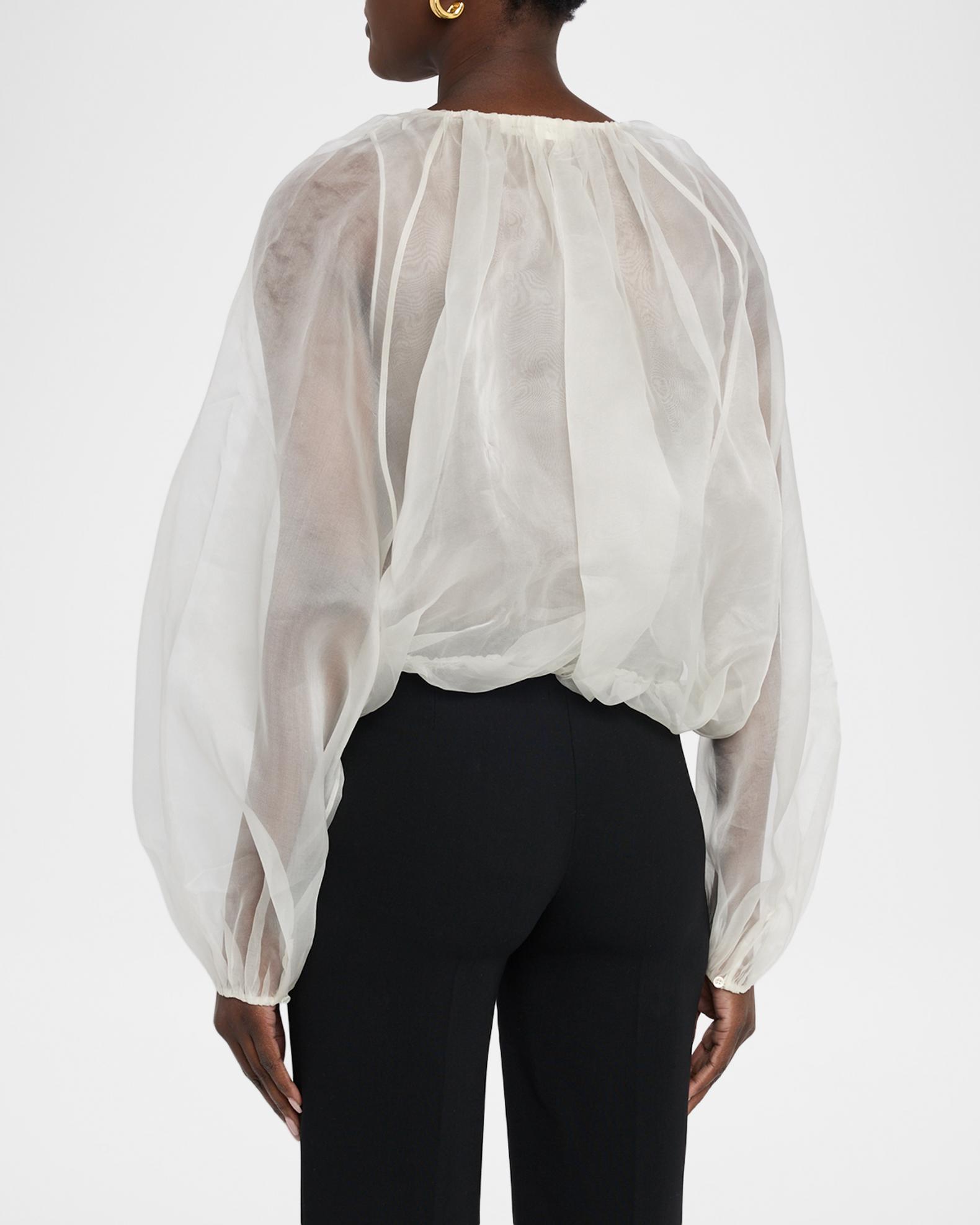 FRAME The Sheer Balloon Blouse | Neiman Marcus