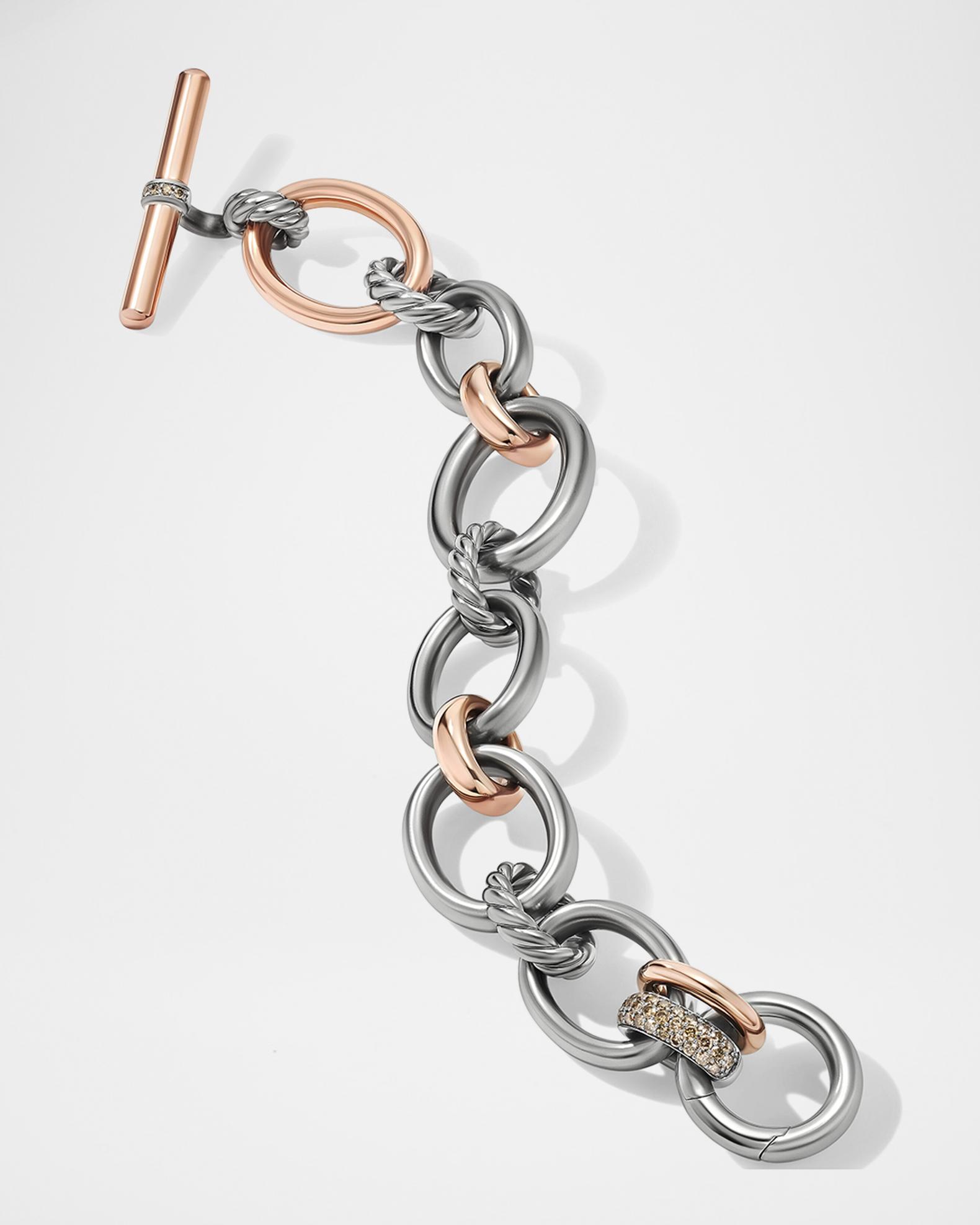 DY Mercer Bracelet with Diamonds and 18K Rose Gold in Silver | Neiman ...