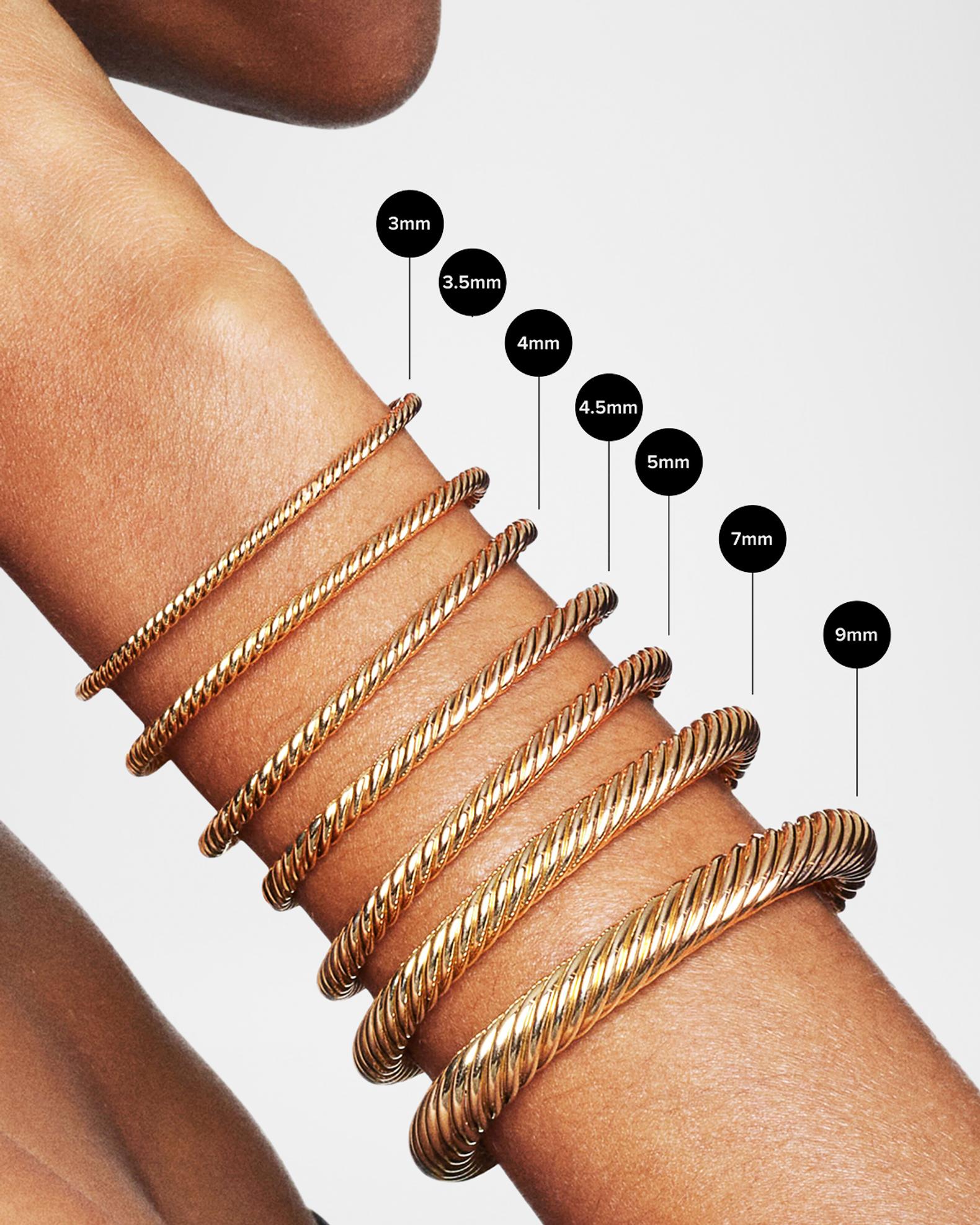 David Yurman Cablespira X Bracelet with Diamonds in 18K Gold, 4mm