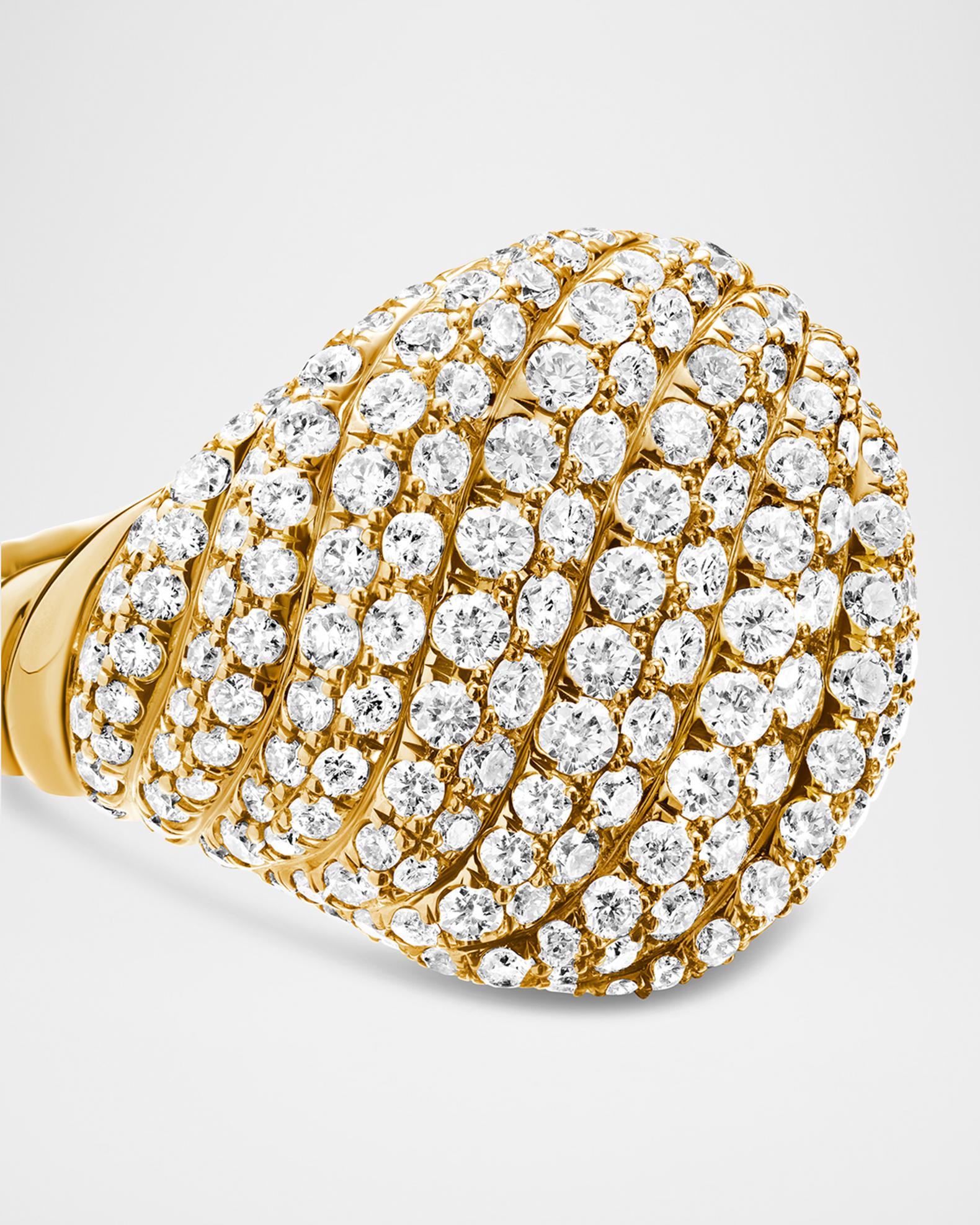 Sculpted Cable Pinky Ring with Diamonds in 18K Gold | Neiman Marcus