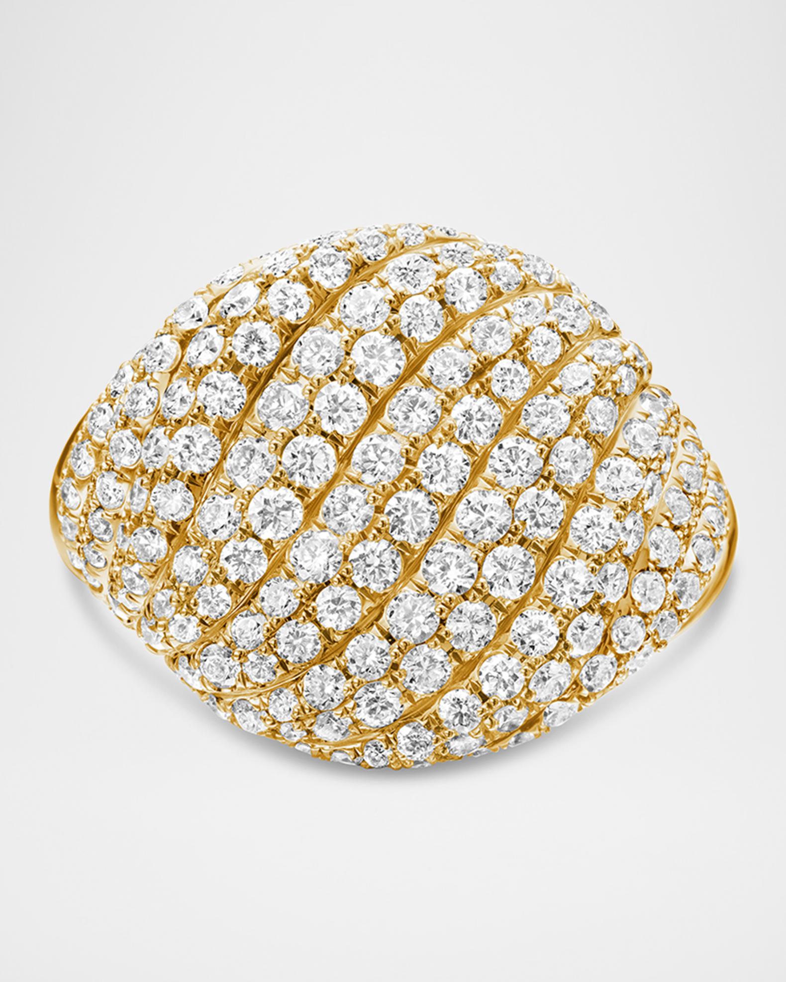 Sculpted Cable Pinky Ring with Diamonds in 18K Gold | Neiman Marcus