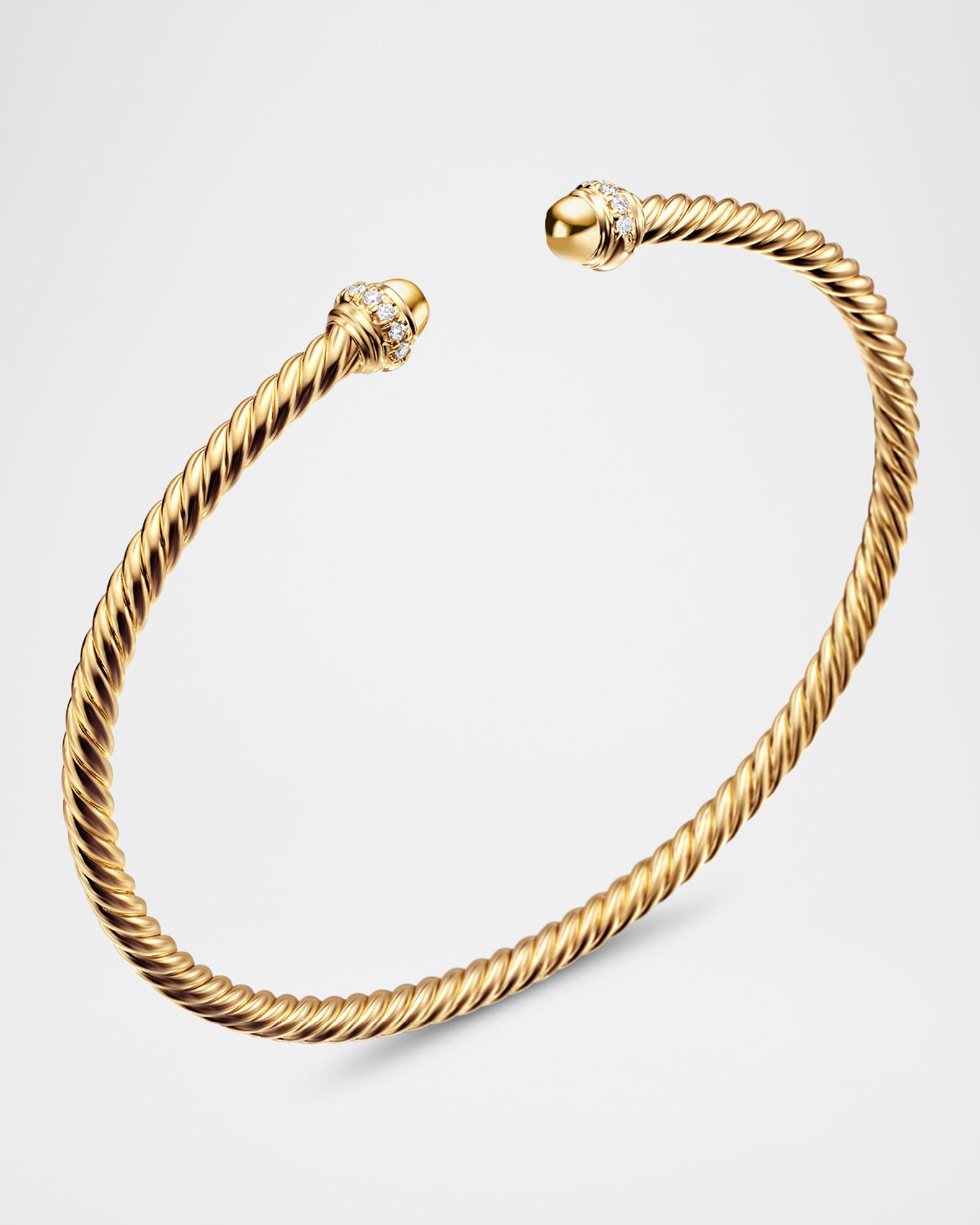 Cablespira Bracelet with Diamonds in 18K Gold | Neiman Marcus