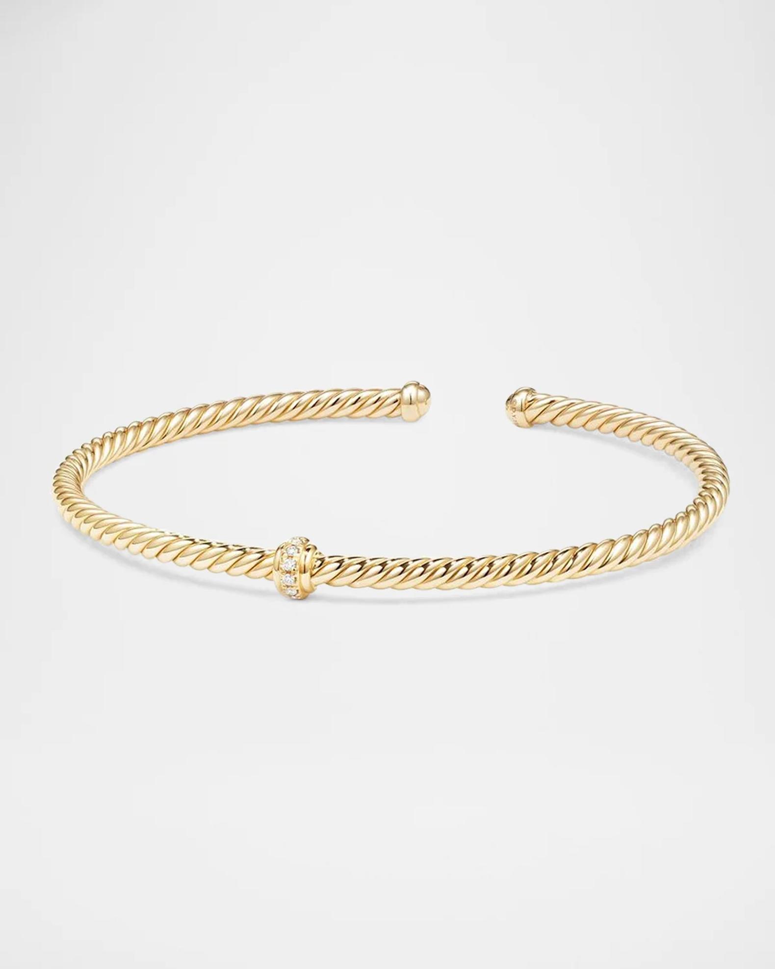 David Yurman Cablespira Bracelet with Diamonds in 18K Gold, 3mm ...