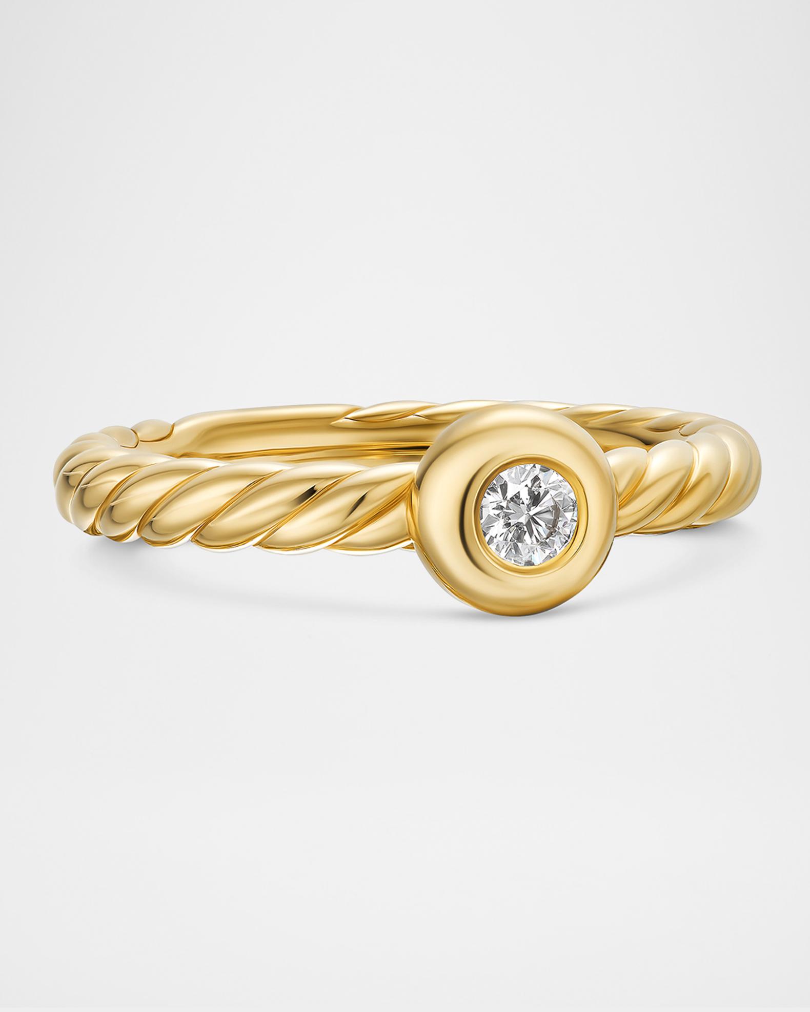 Petite Cable Ring with Diamond in 18K Gold | Neiman Marcus