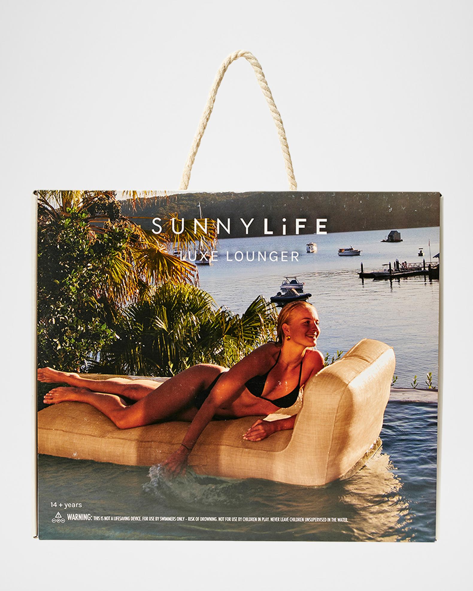 SUNNYLiFE Tierra Rattan Luxe Lie-On Inflatable Lounger | Neiman Marcus
