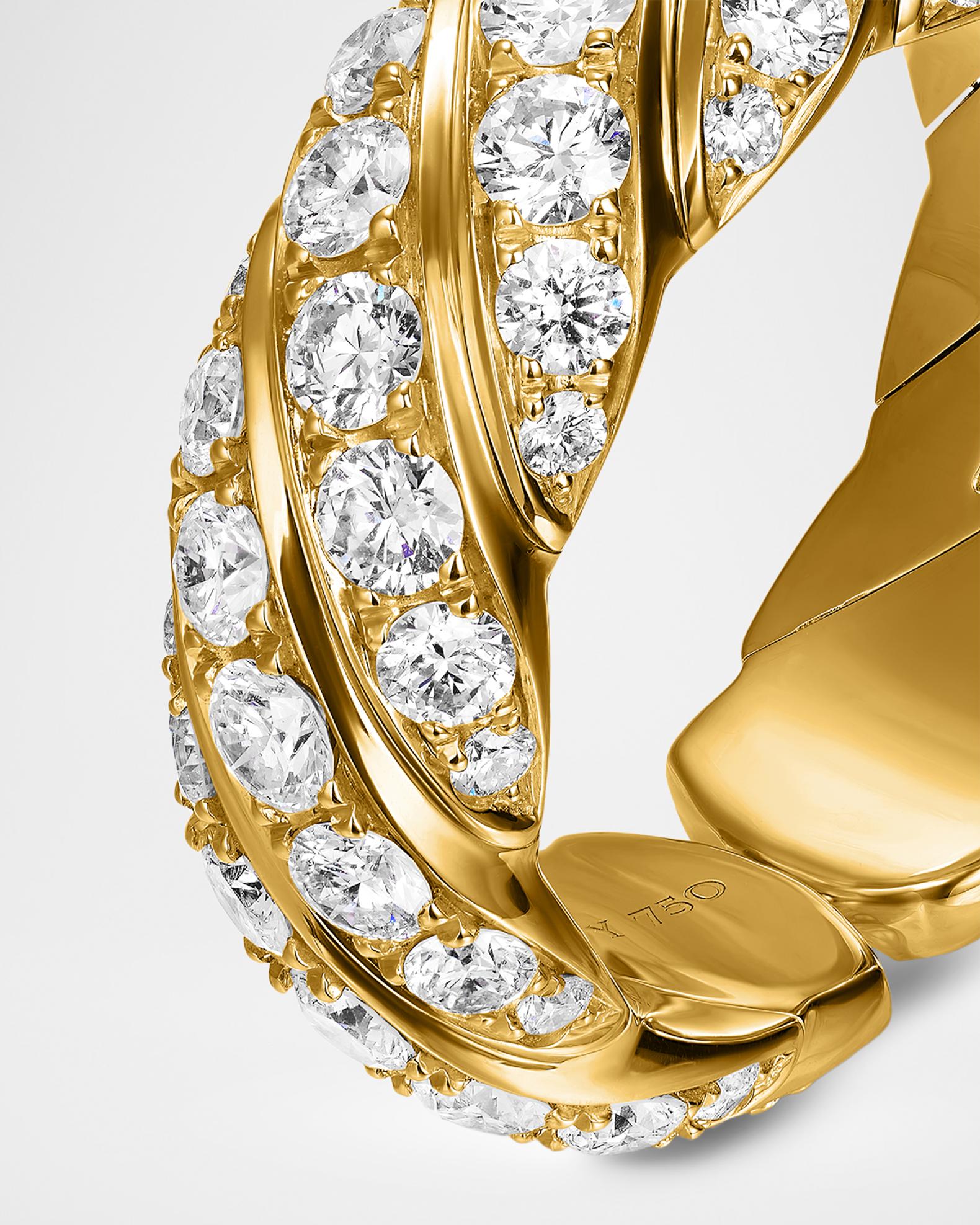 David Yurman Sculpted Cable Flex Band with Diamonds in 18K Gold, 7.5mm ...