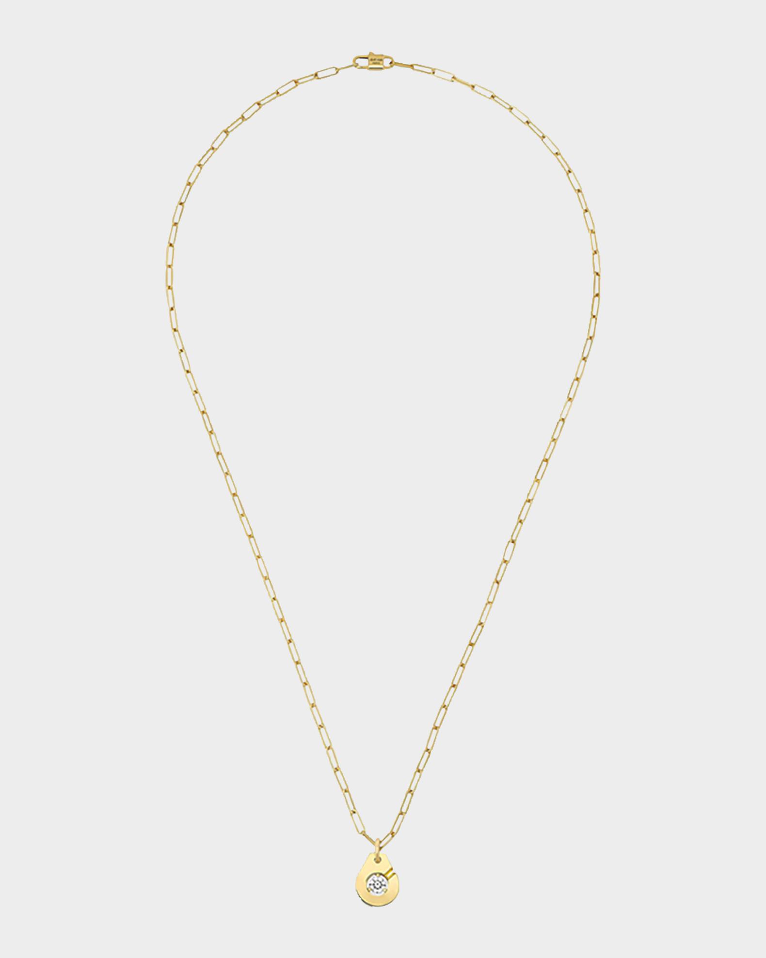 DINH VAN 18K Yellow Gold Menottes Pendant Necklace with Diamond 