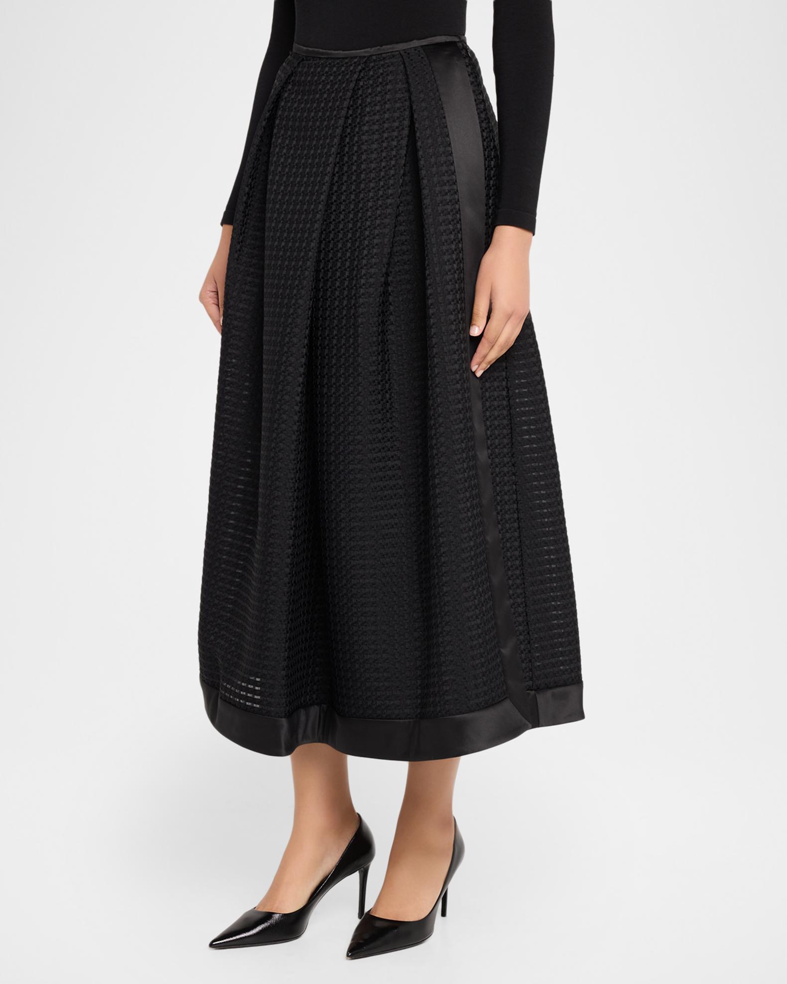 Emporio Armani Pleated Gingham Jacquard Midi Skirt | Neiman Marcus