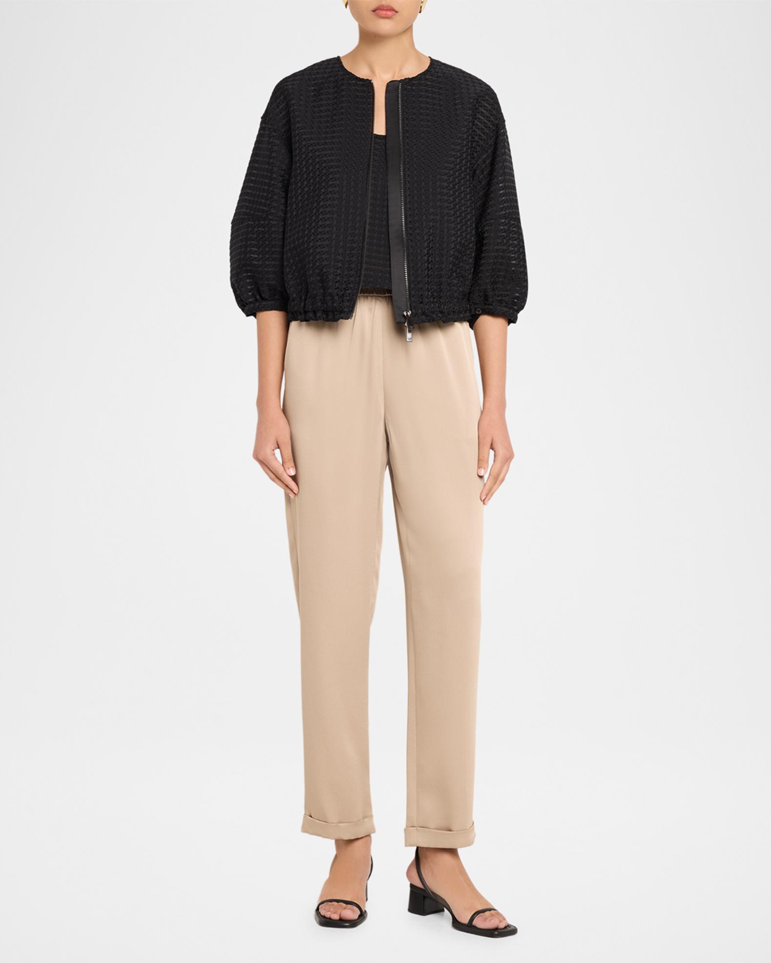 Emporio Armani Cropped Gingham Jacquard Blouson Jacket | Neiman Marcus