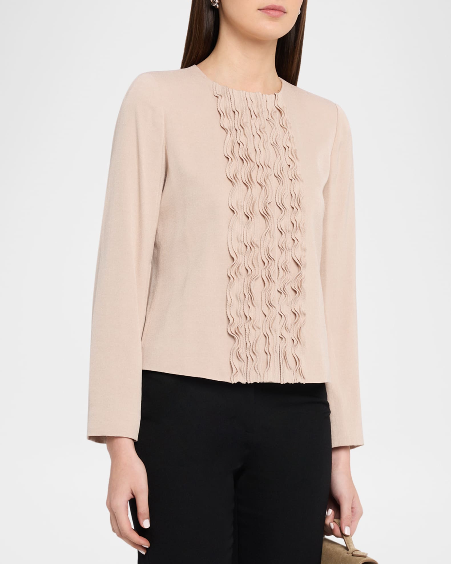 Emporio Armani Ruffle-Trim Twill Jacket | Neiman Marcus