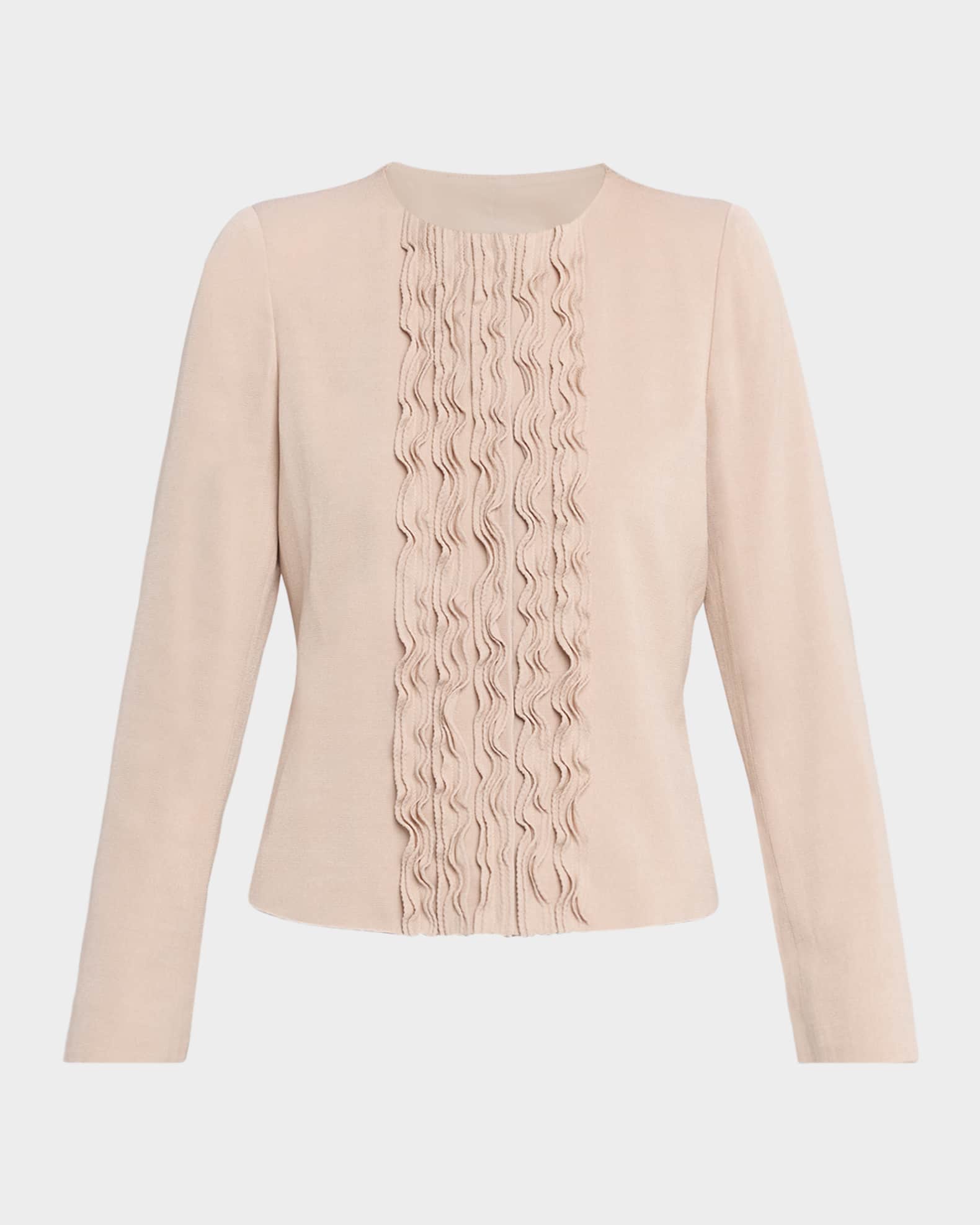 Emporio Armani sheer frills jacket イタリア製 Emporio Armani Ruffle-Trim Twill Jacket | Neiman Marcus