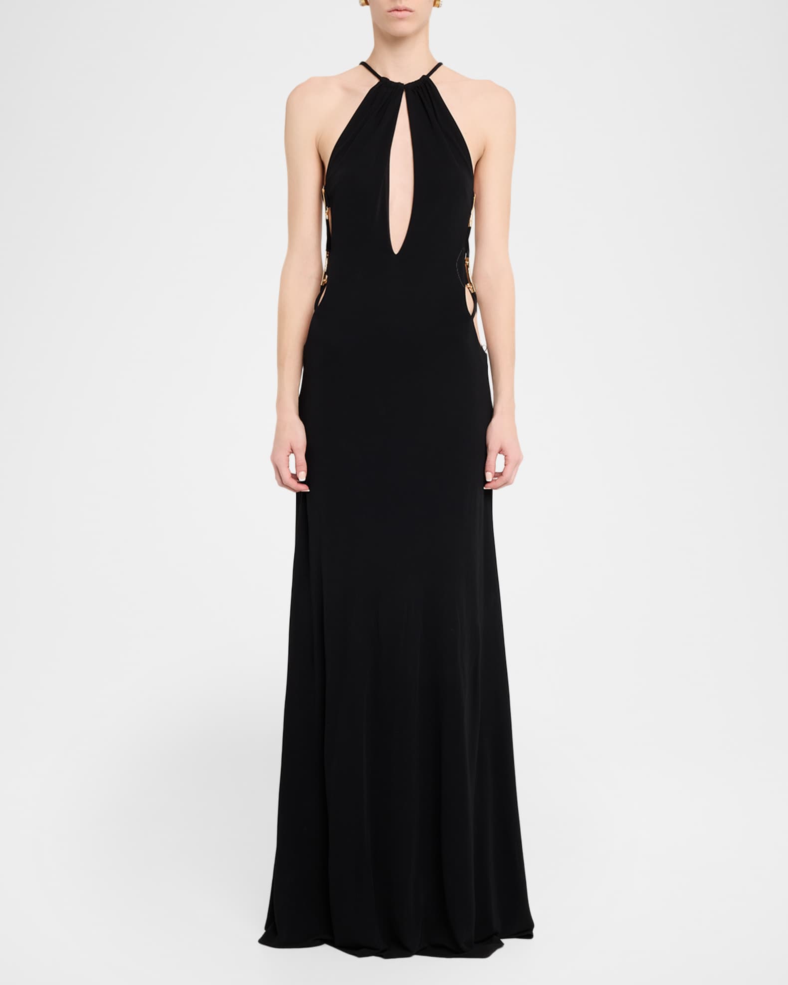 Ramy Brook Helen Floral-Print Halter Column Gown | Neiman Marcus