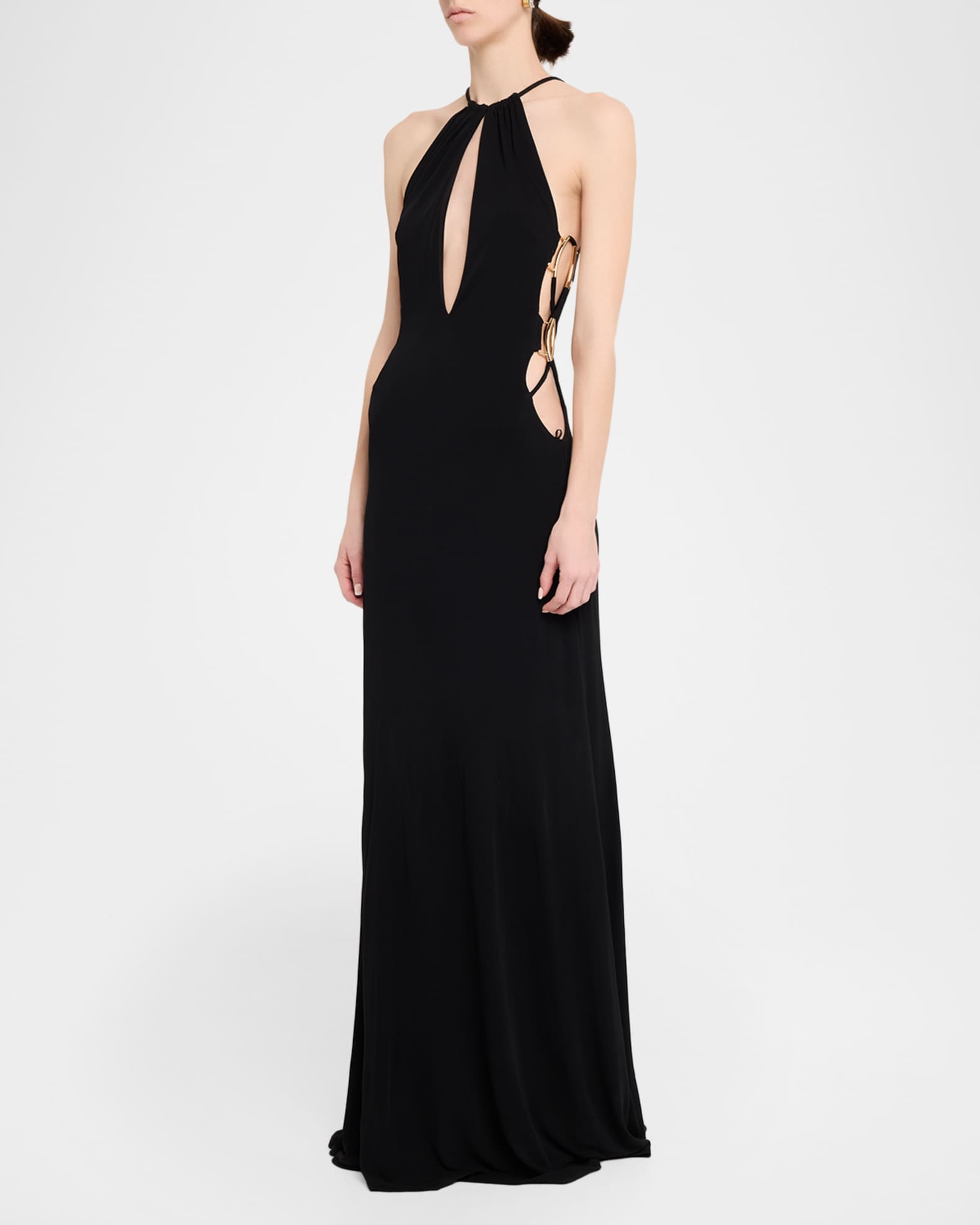 Ramy Brook Helen Floral-Print Halter Column Gown | Neiman Marcus