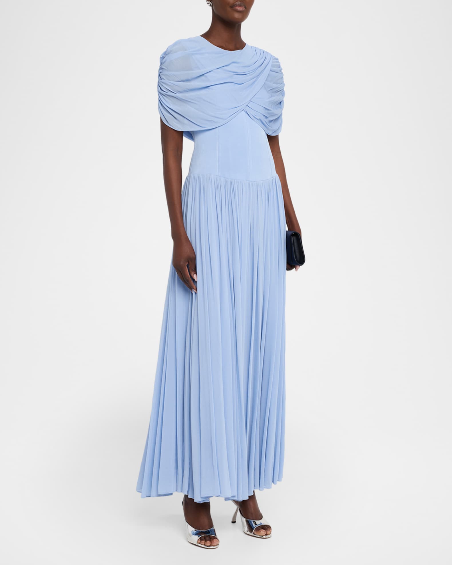SIMKHAI Nancie Draped Jersey Cape Maxi Dress | Neiman Marcus