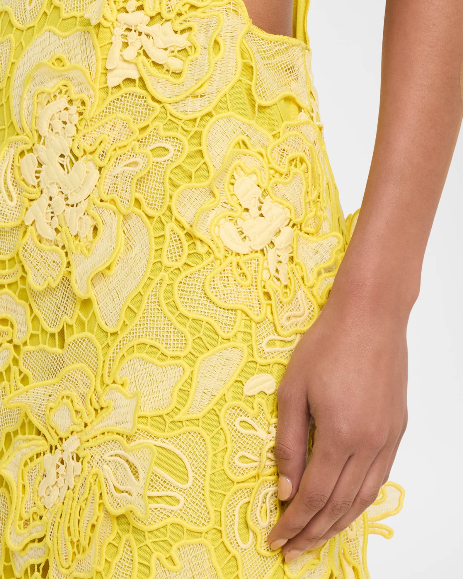 SIMKHAI Corinna Cutout Floral Lace Midi Dress | Neiman Marcus