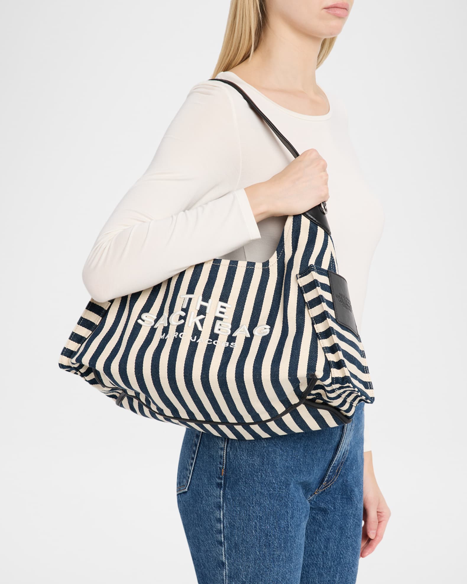 Marc Jacobs The Stripe Canvas Belted Sack Bag | Neiman Marcus