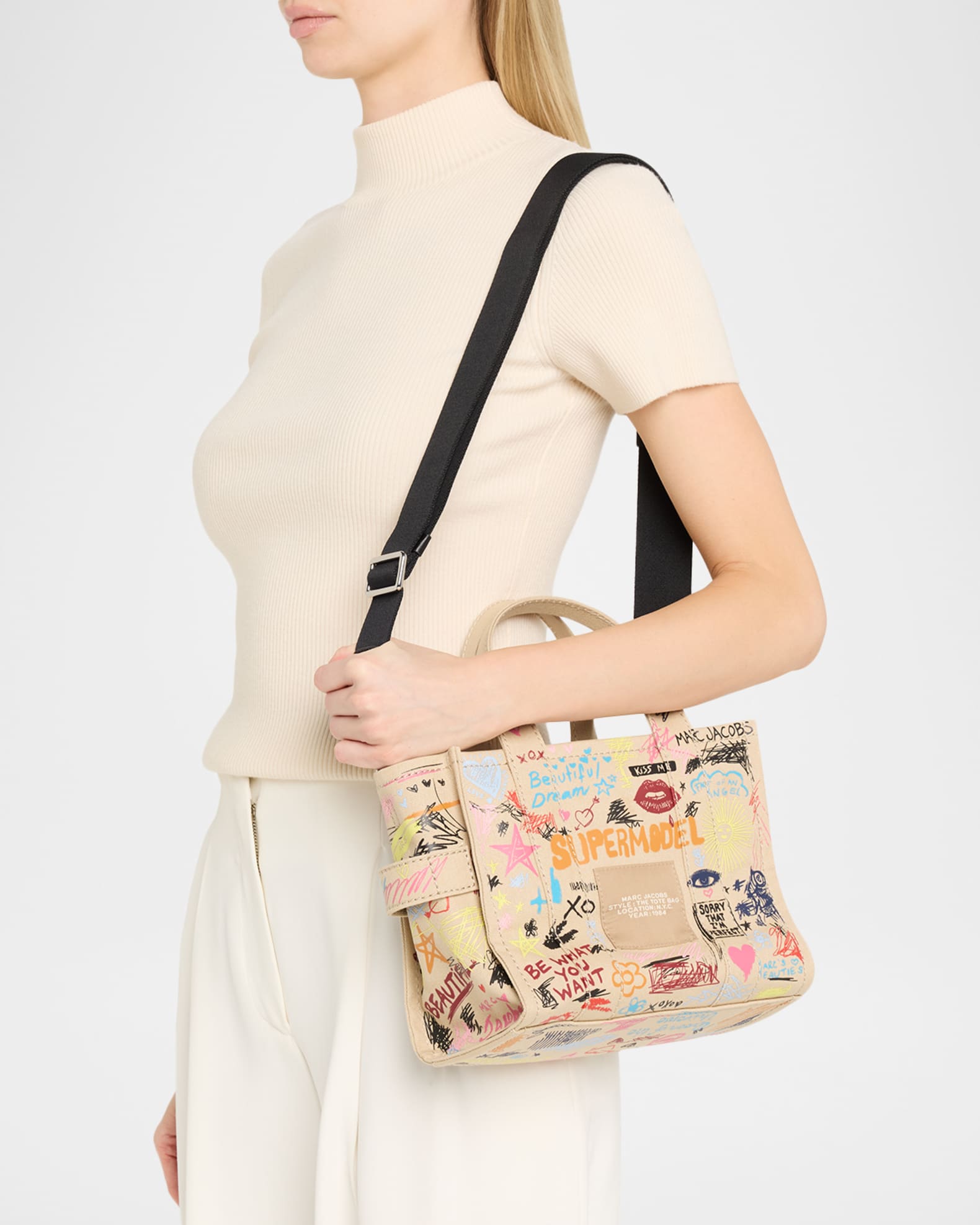 Marc Jacobs The Punk Scribble Canvas Small Tote Bag | Neiman Marcus