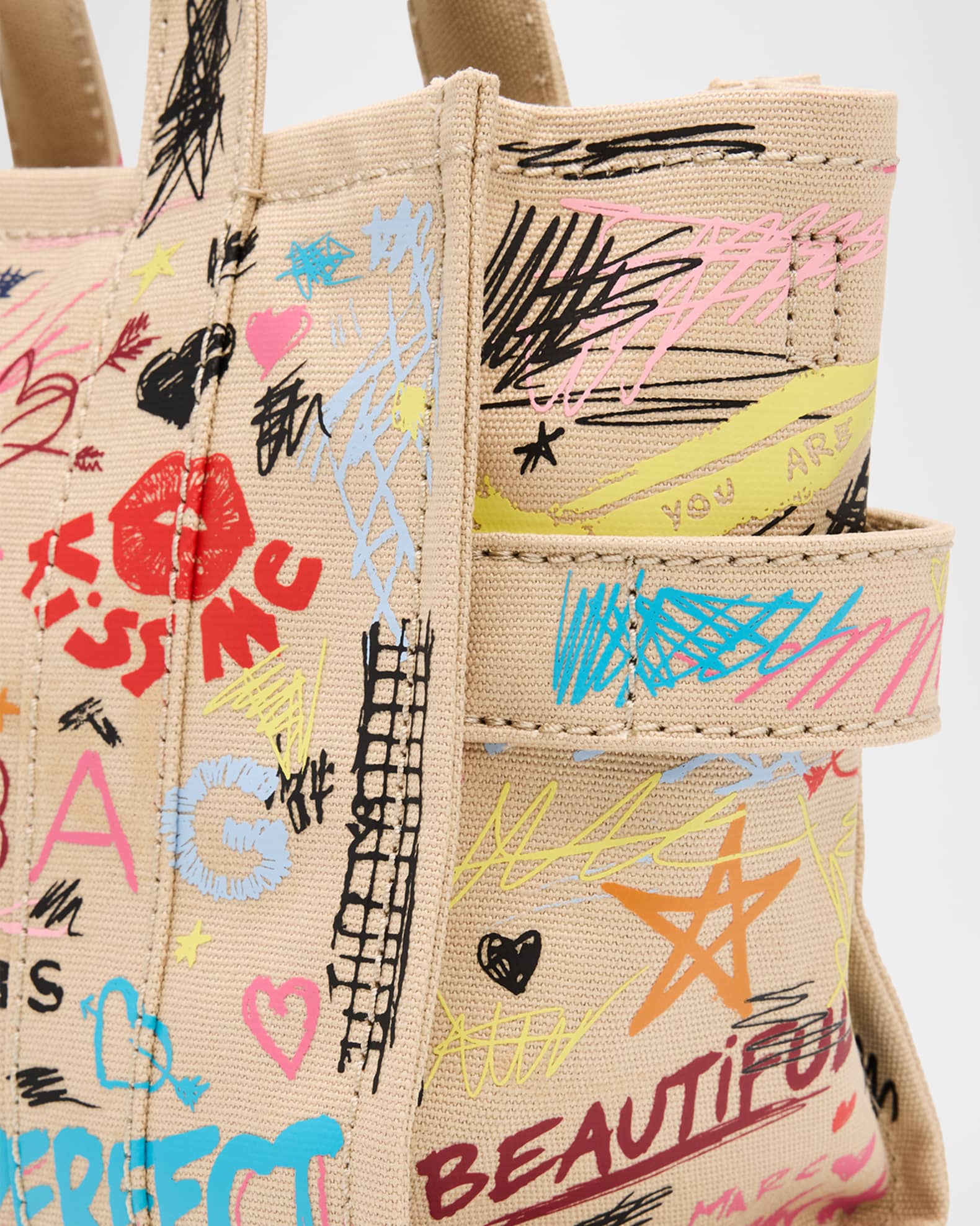 Marc Jacobs The Punk Scribble Canvas Small Tote Bag | Neiman Marcus