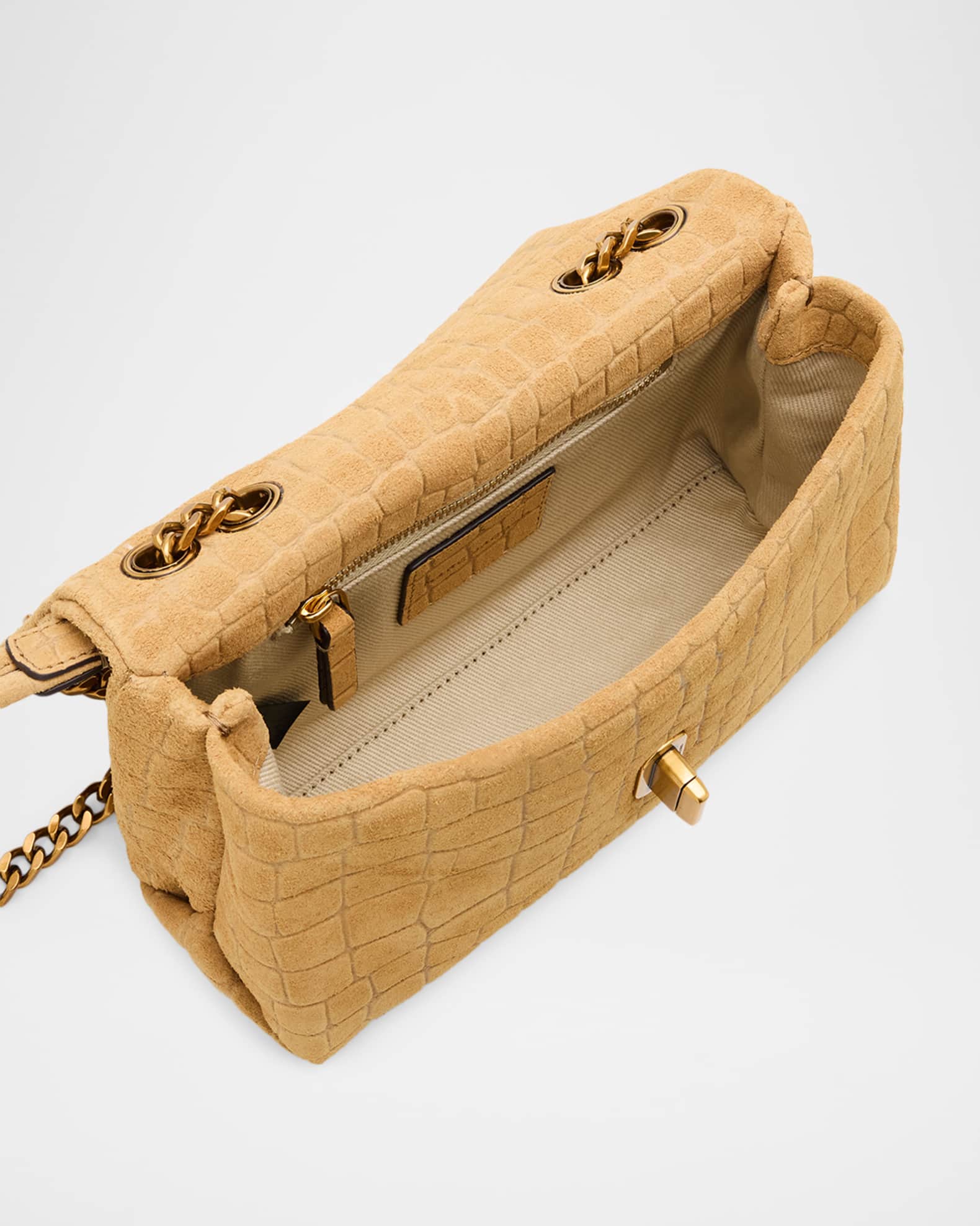 Marc Jacobs The Croc-Embossed Suede Slim Dual Convertible Shoulder
