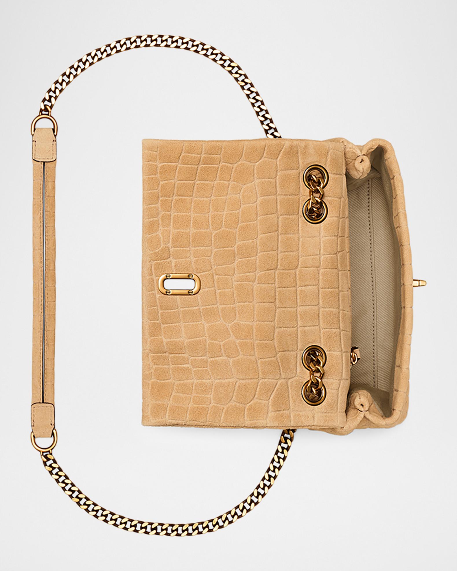 Marc Jacobs The Croc-Embossed Suede Slim Dual Convertible Shoulder