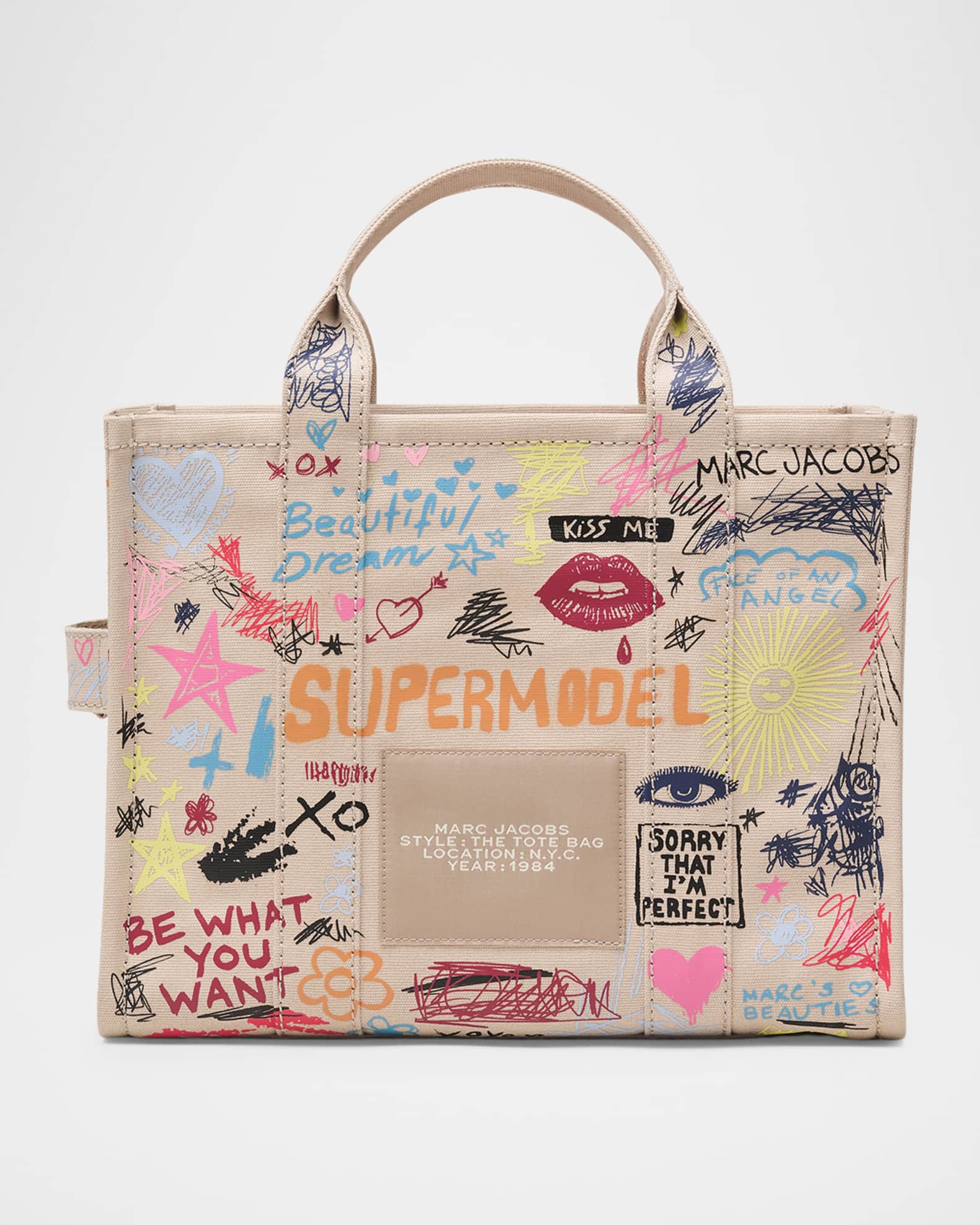 Marc Jacobs The Punk Scribble Canvas Medium Tote Bag | Neiman Marcus