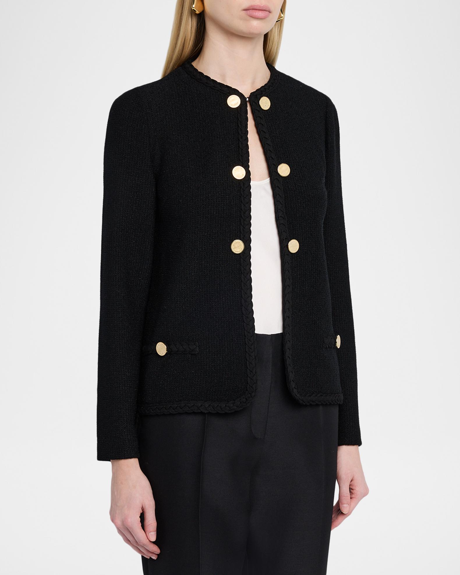 Misook Relaxed Braid-Trim Tweed Jacket | Neiman Marcus