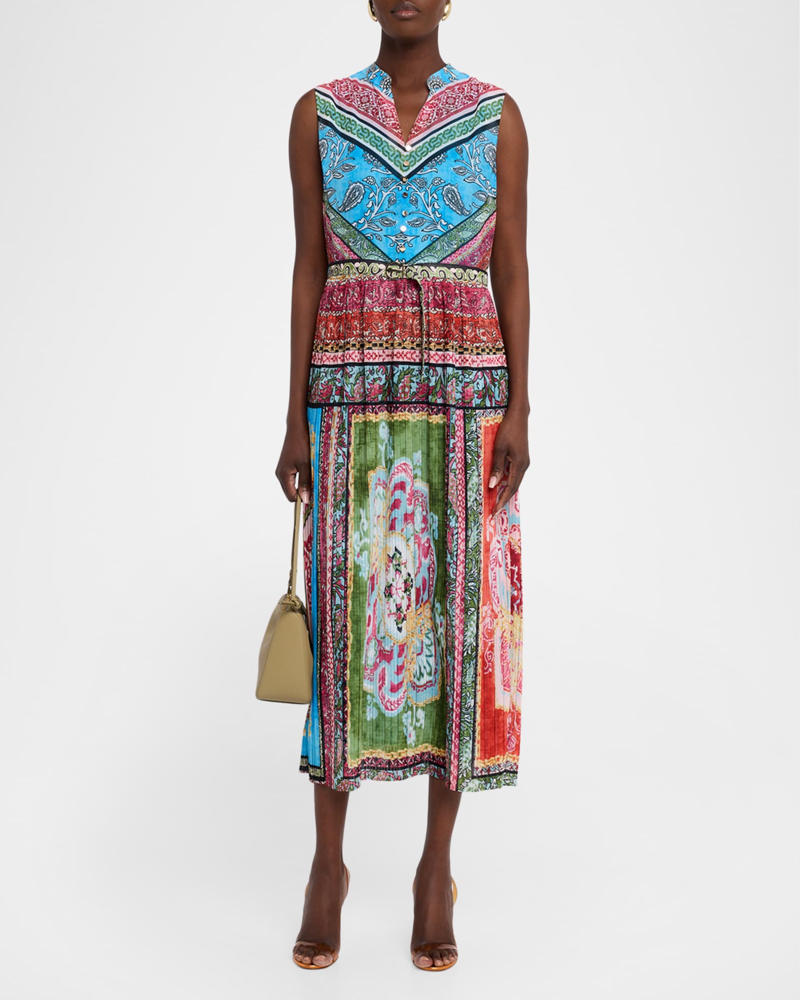 Elie Tahari The Adira Sleeveless Floral-Print Midi Dress | Neiman Marcus