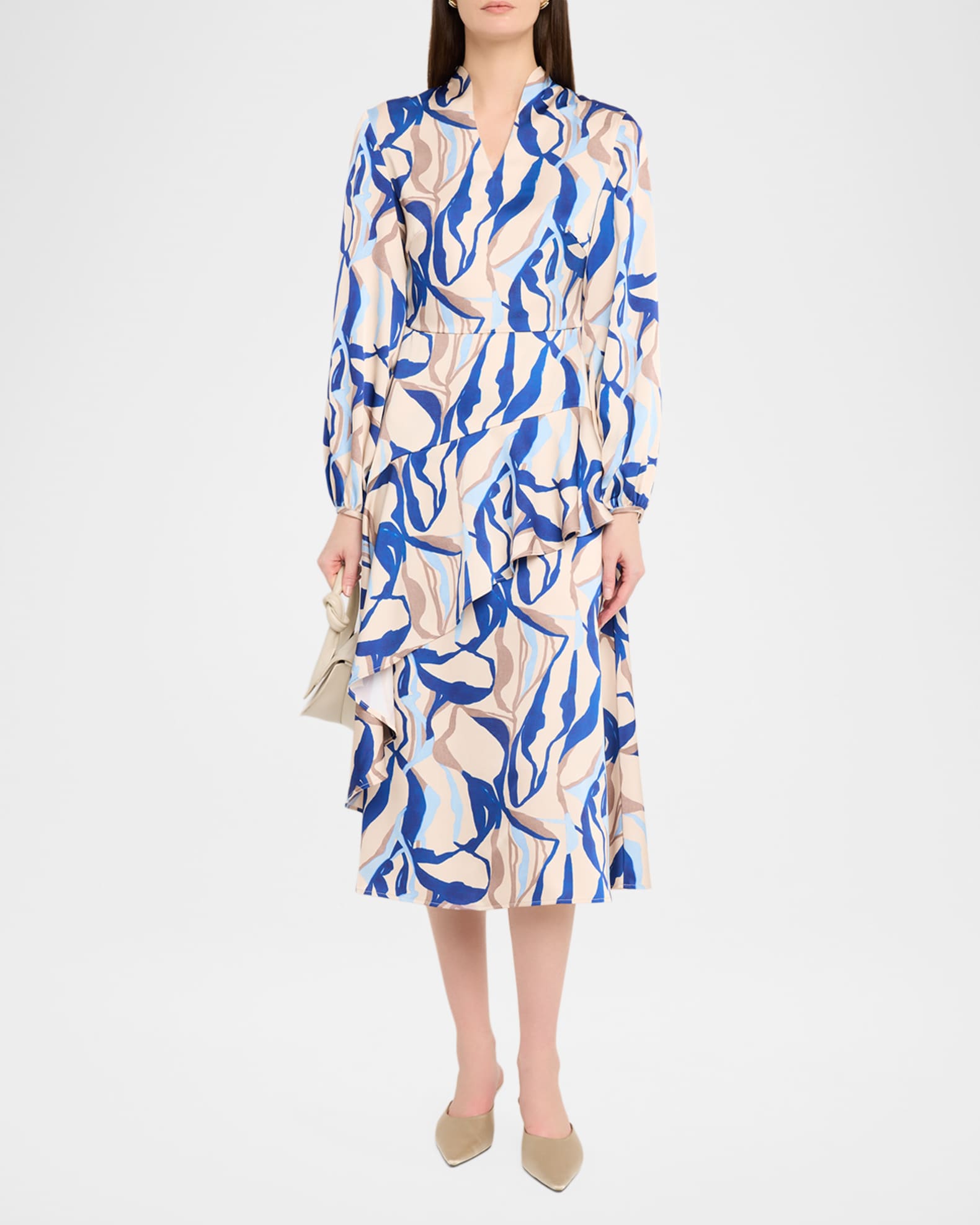 green emerald velvet dress Abstract Print Fitted Midi Slip Dress – BENJI & MOM main image 1