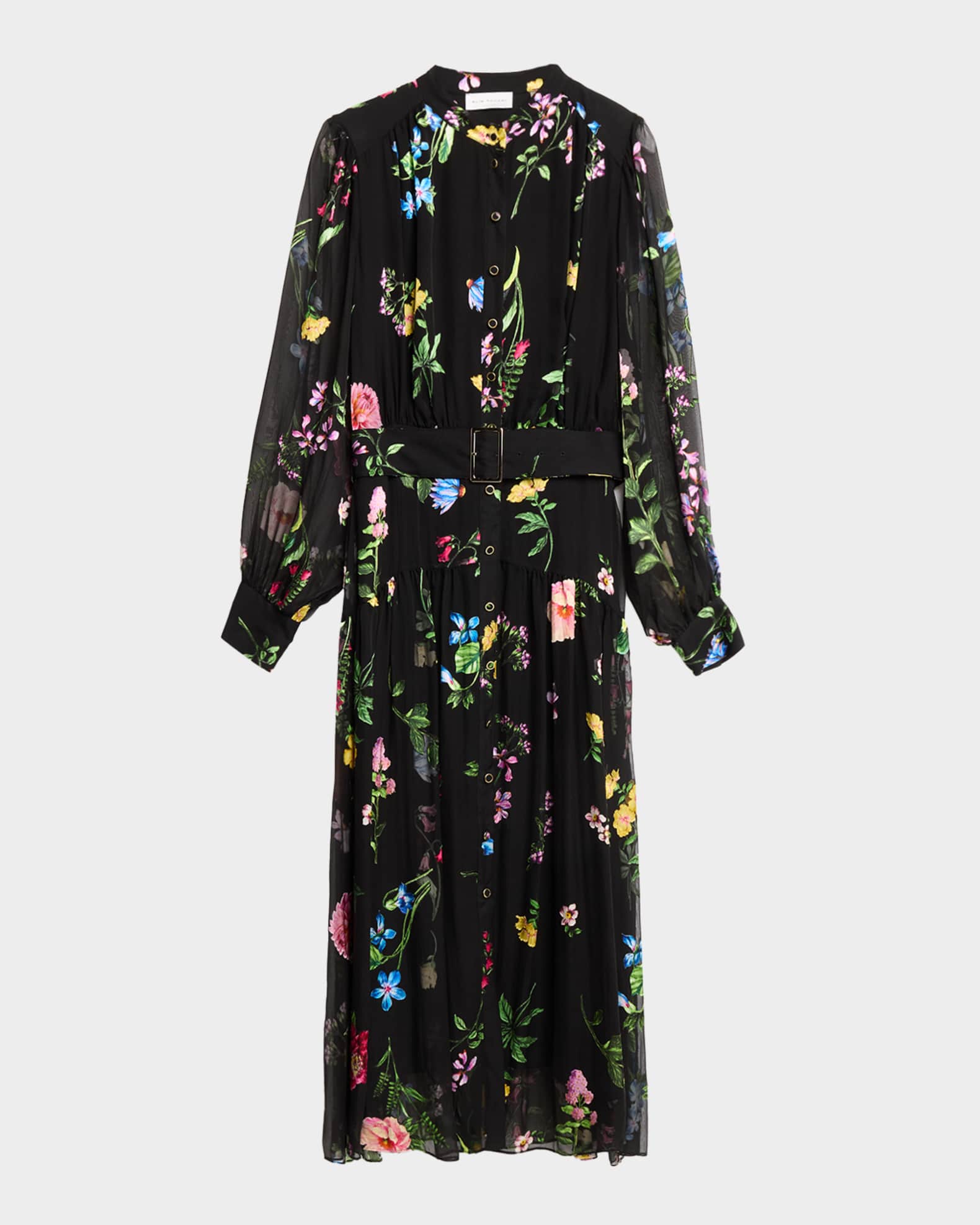 Elie Tahari The Janice Floral-Print Midi Shirtdress | Neiman Marcus
