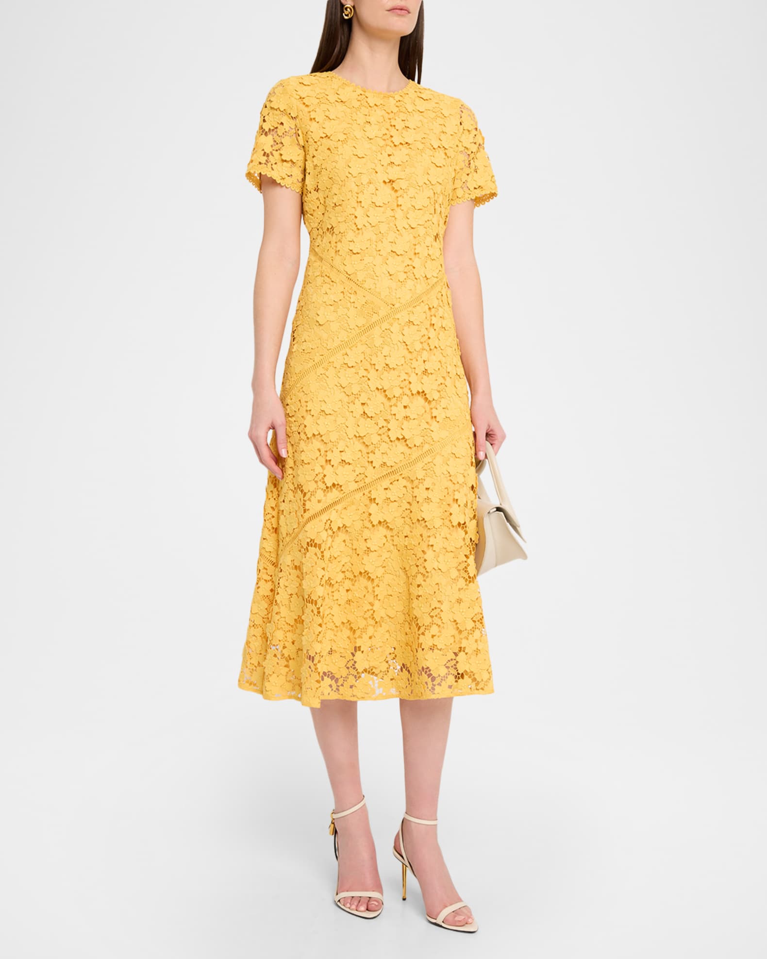 Elie Tahari The Marci Scalloped Floral Lace Midi Dress
