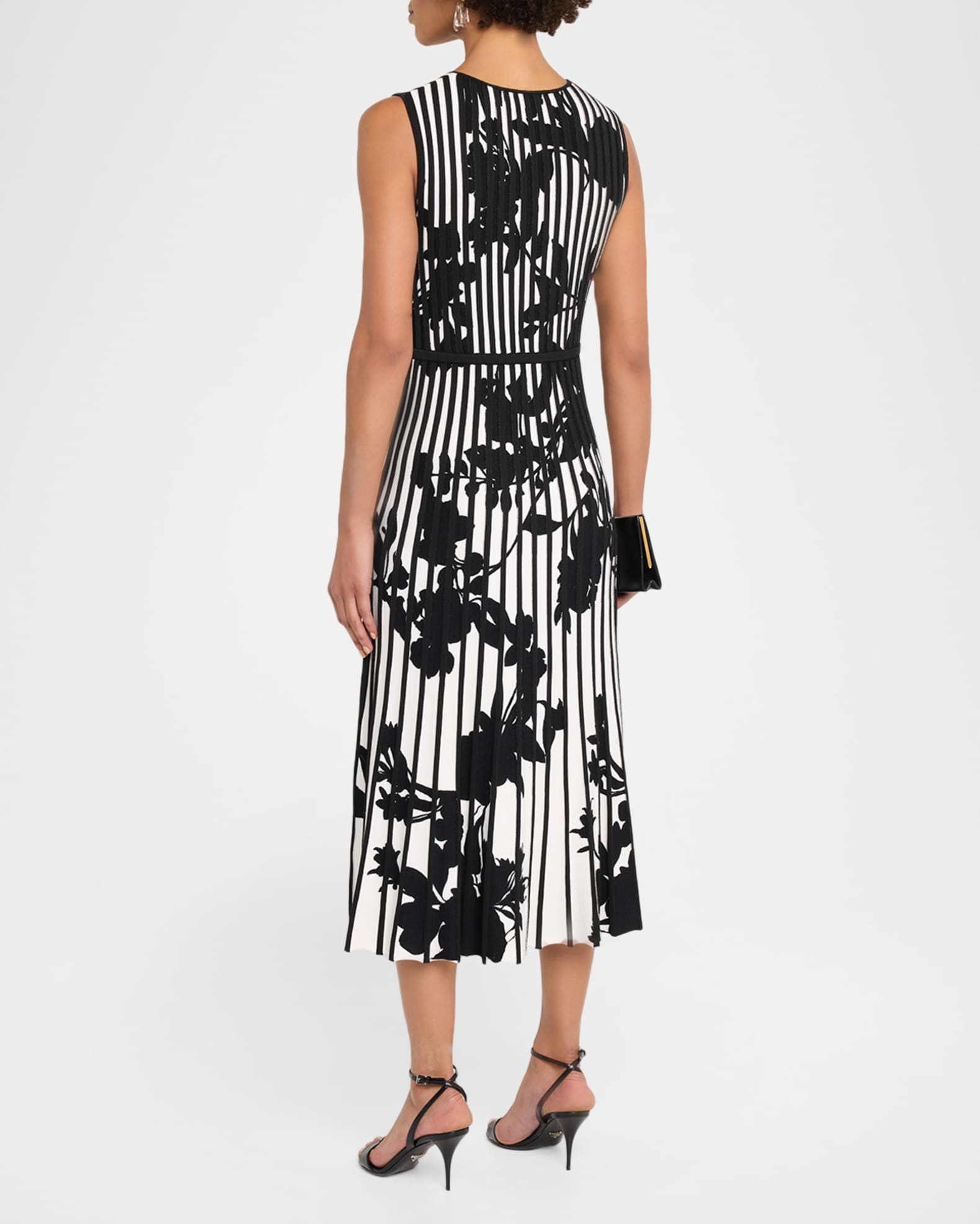Elie Tahari Alma Floral Pleated Midi-Sweaterdress | Neiman Marcus