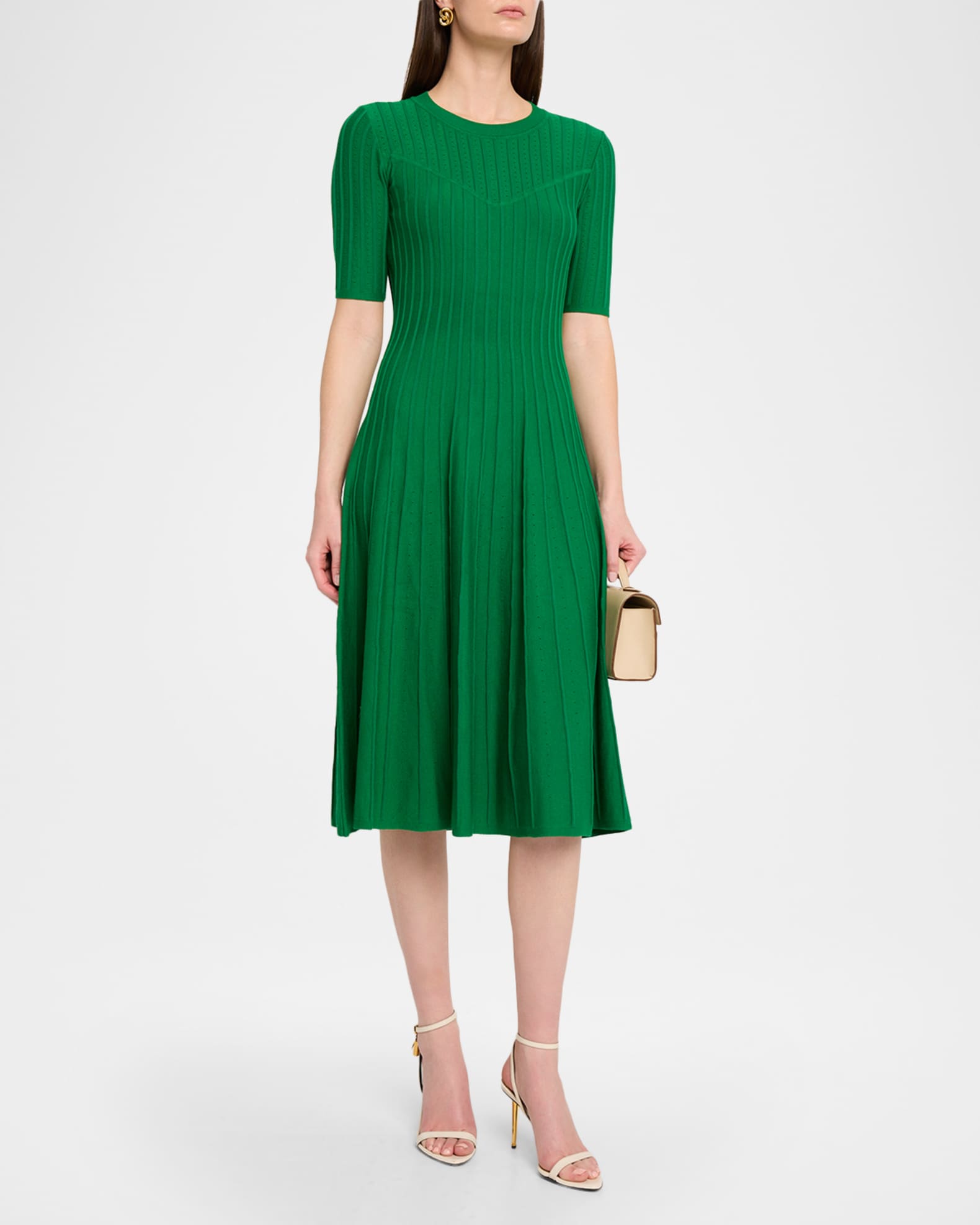 Elie Tahari The Wanda Pointelle Rib Knit Midi Sweater Dress | Neiman Marcus