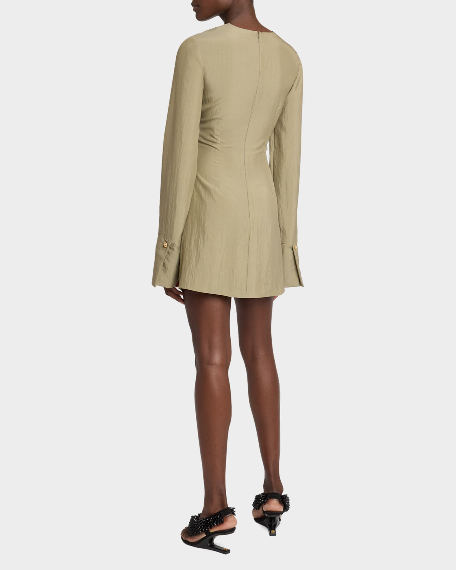 Balmain Long Sleeve Twist Detail Mini Dress | Neiman Marcus