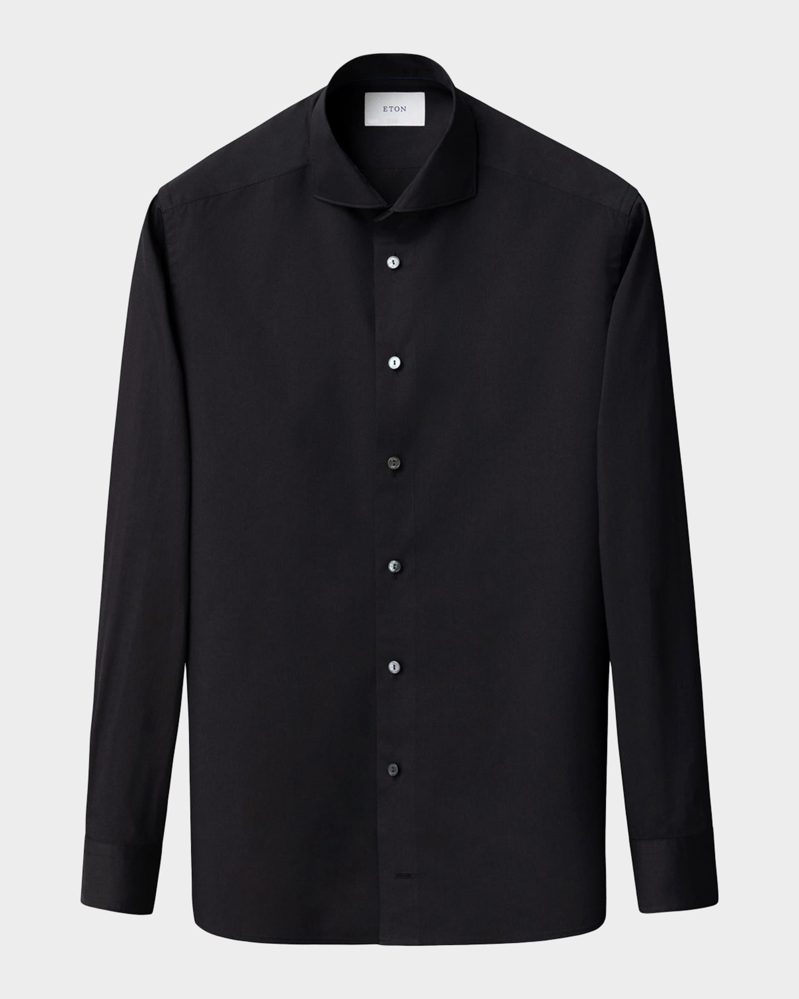 Eton Men's Slim Fit Stripe Cotton and Silk Dress Shirt, 18 Black, Men's, 17.5, Shirts Tops Formal & Evening Dress Shirts