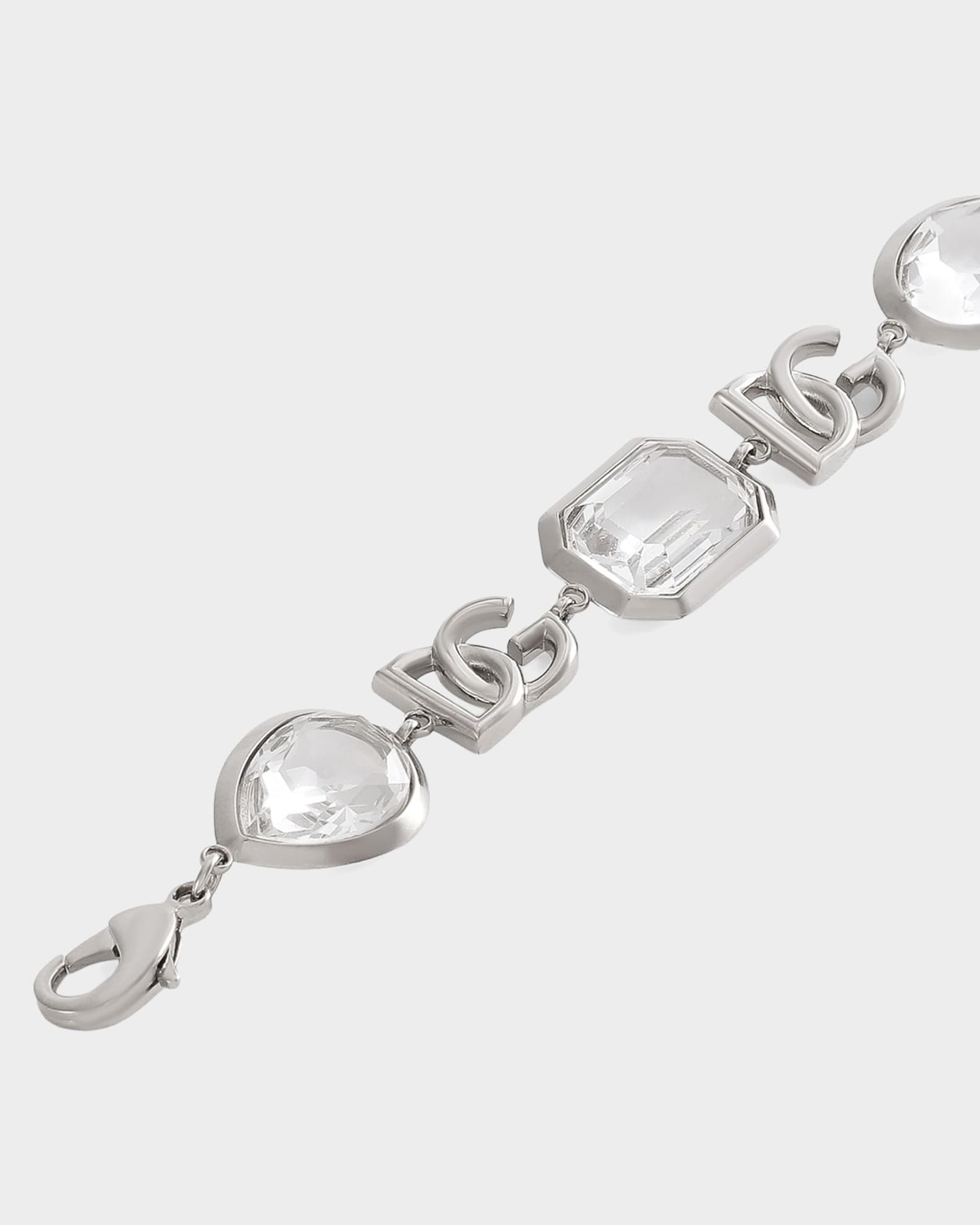 Dolce&Gabbana Silvertone & Crystal Logo Bracelet | Neiman Marcus