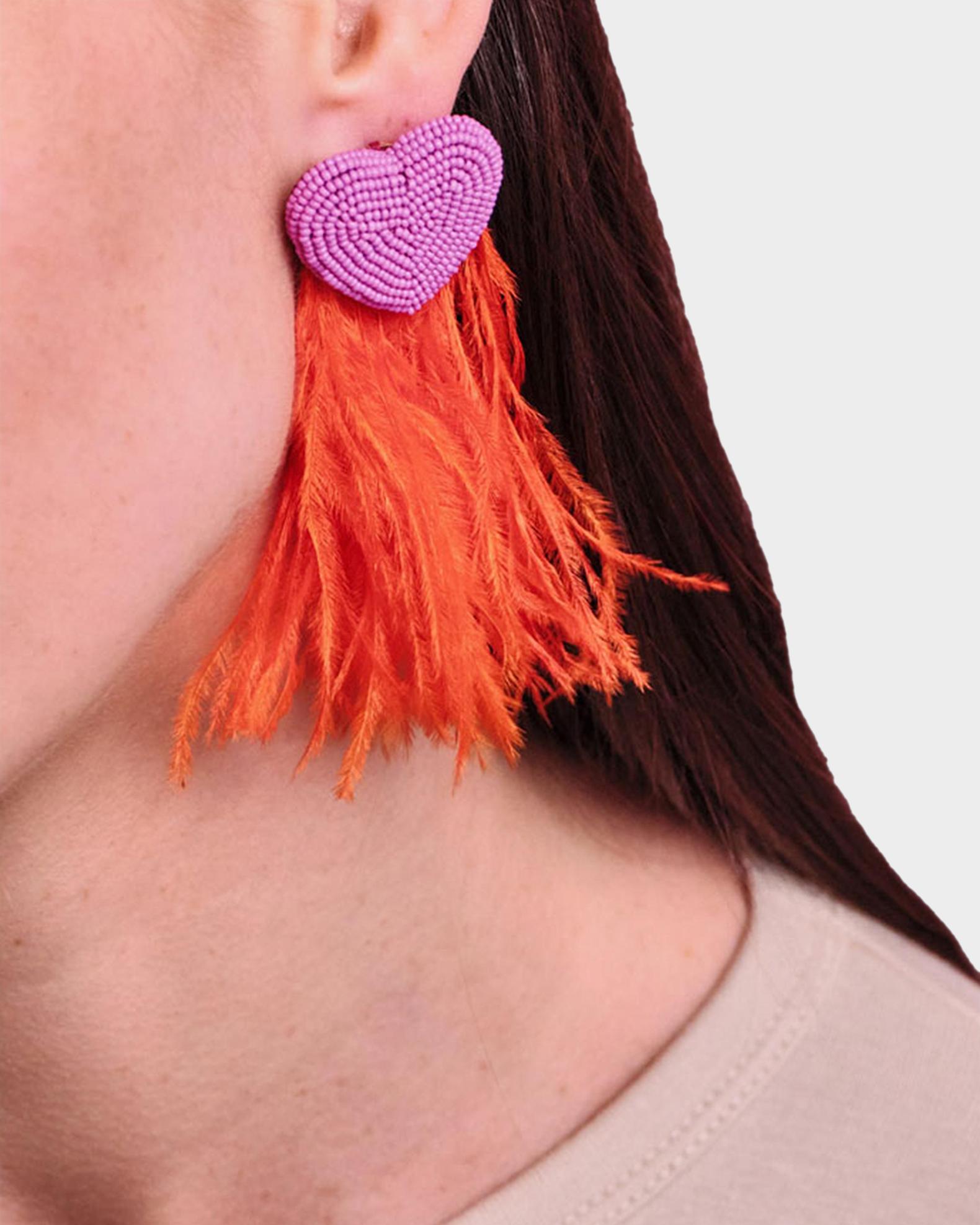 Mignonne Gavigan Cupid Beaded Heart & Feather Earrings | Neiman Marcus