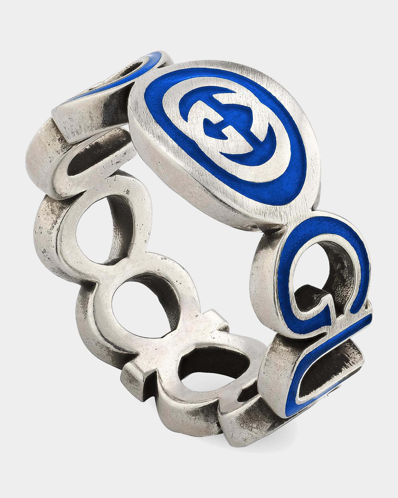 Gucci Interlocking G Sterling Silver & Enamel Ring | Neiman Marcus