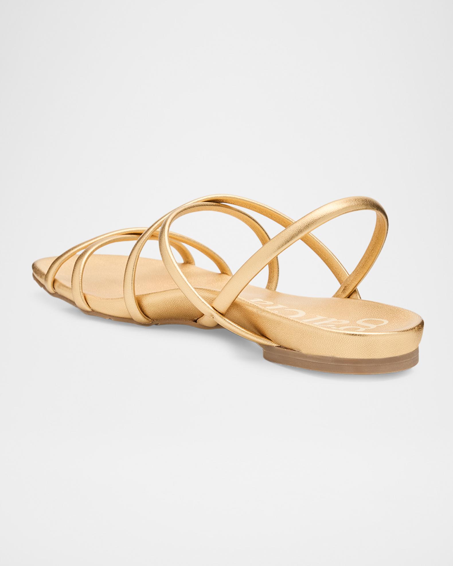 Pedro Garcia Biddy Laminated Leather Strappy Crisscross Sandals