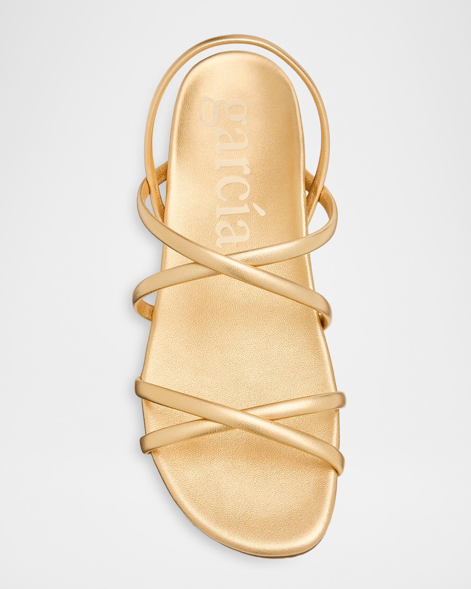 Pedro Garcia Biddy Laminated Leather Strappy Crisscross Sandals