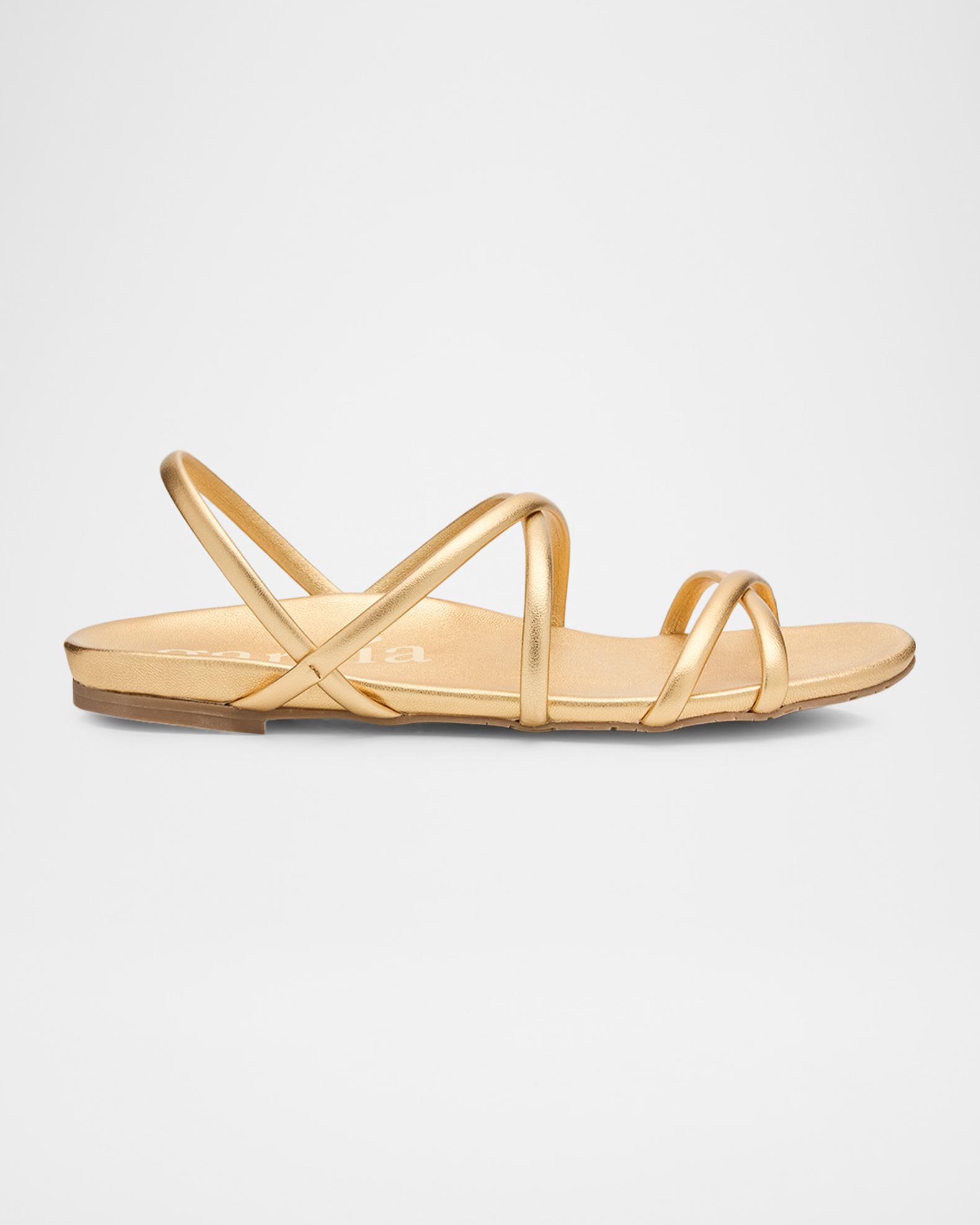 Pedro Garcia Biddy Laminated Leather Strappy Crisscross Sandals