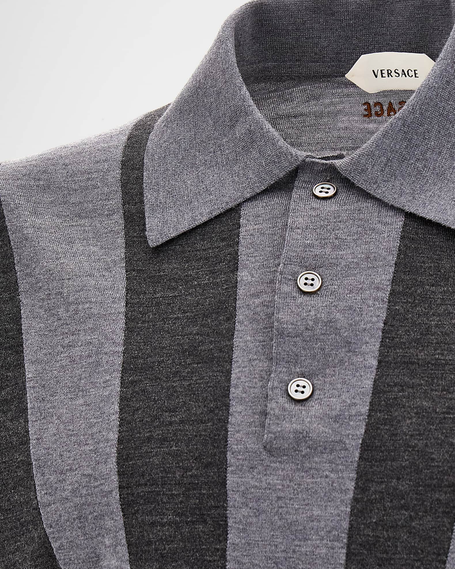 シャツ/ブラウス(長袖/七分) leinwande Intarsia Knitted Polo Versace Men's Embroidered Intarsia Wool Knit Polo Shirt | Neiman