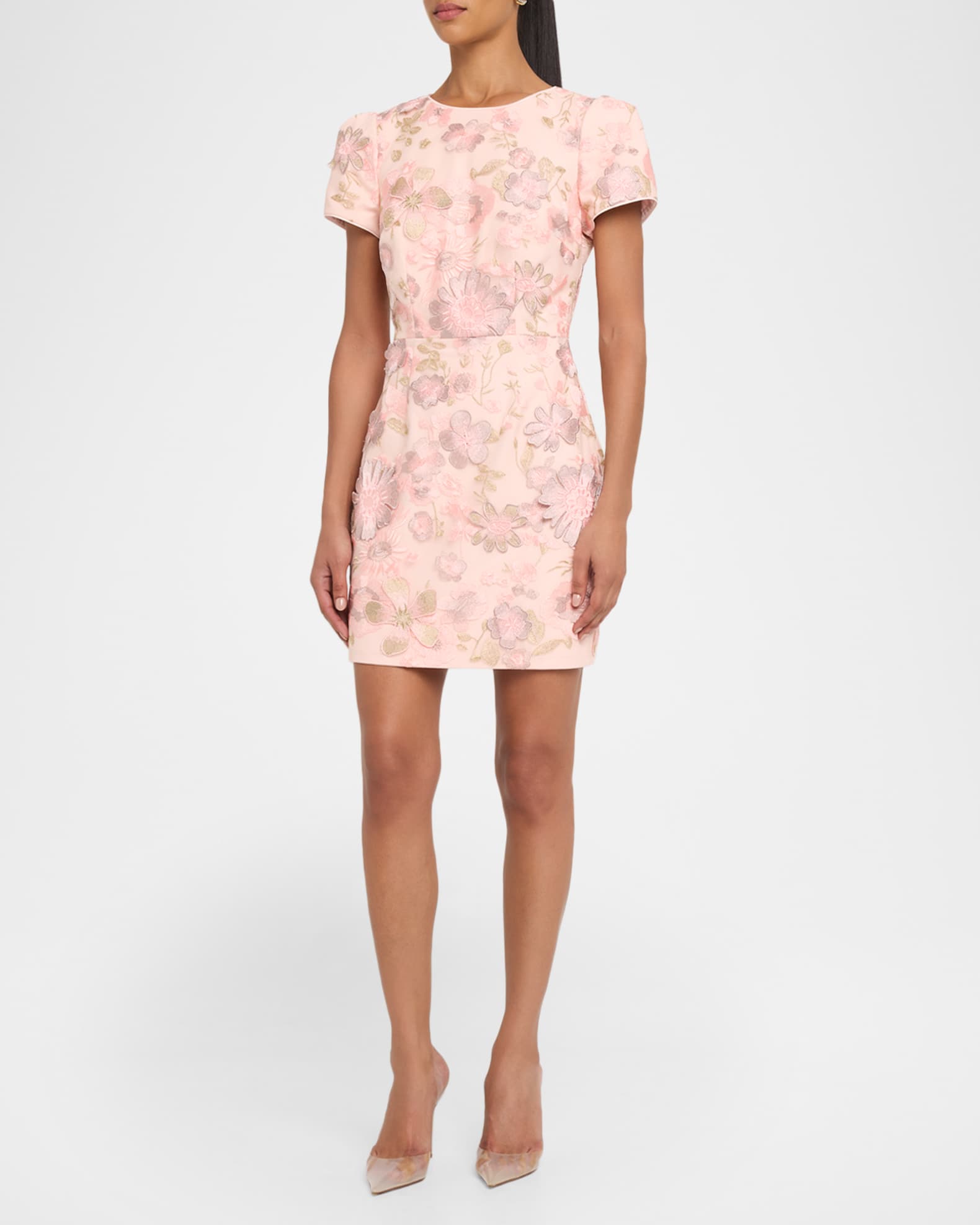 Milly Daisy Floral-Embroidered Mesh Mini Dress | Neiman Marcus
