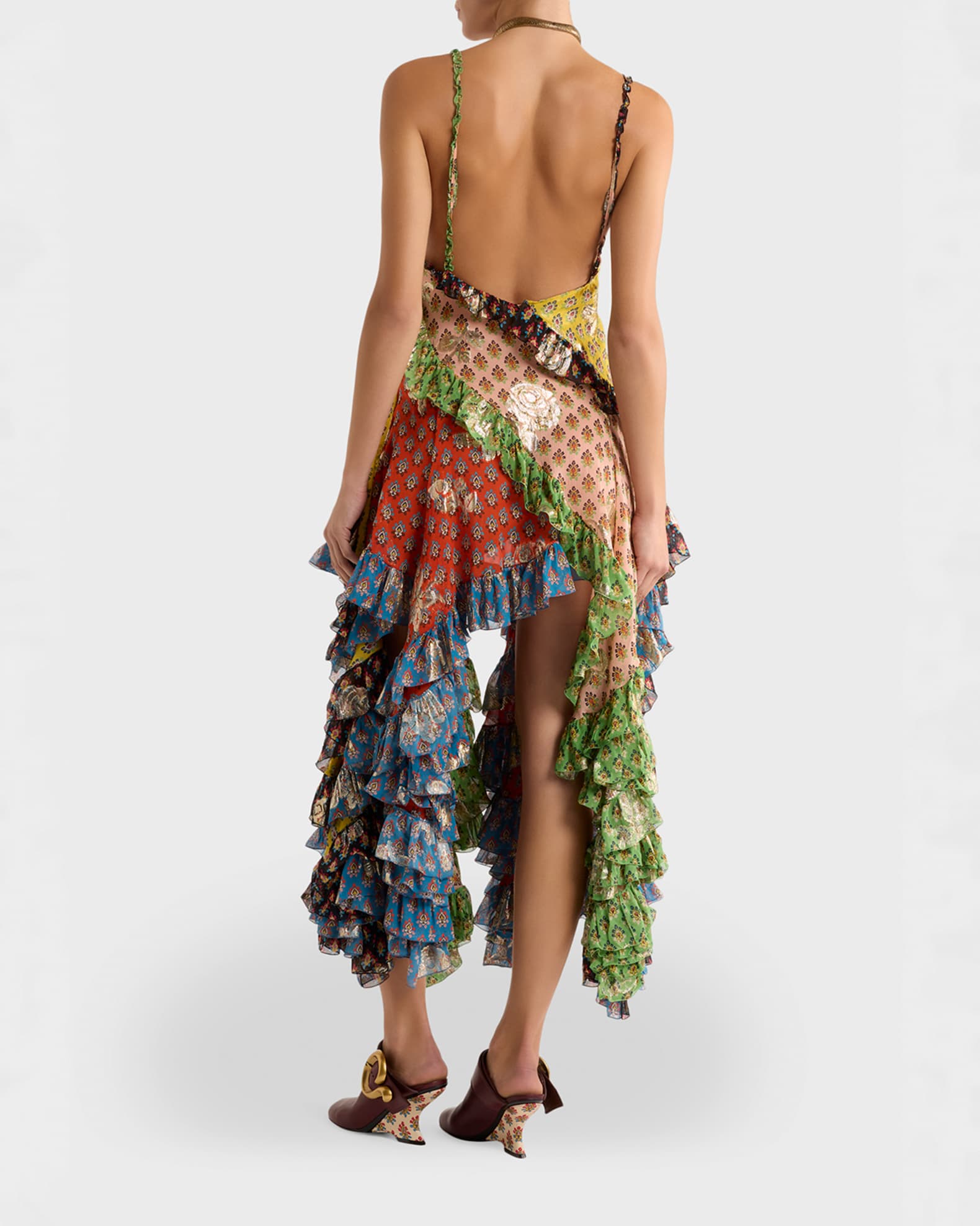 Etro Asymmetric Ruffle Midi Dress , Women's, 44, Cocktail & Party Wedding Guest Dresses Midi Dresses