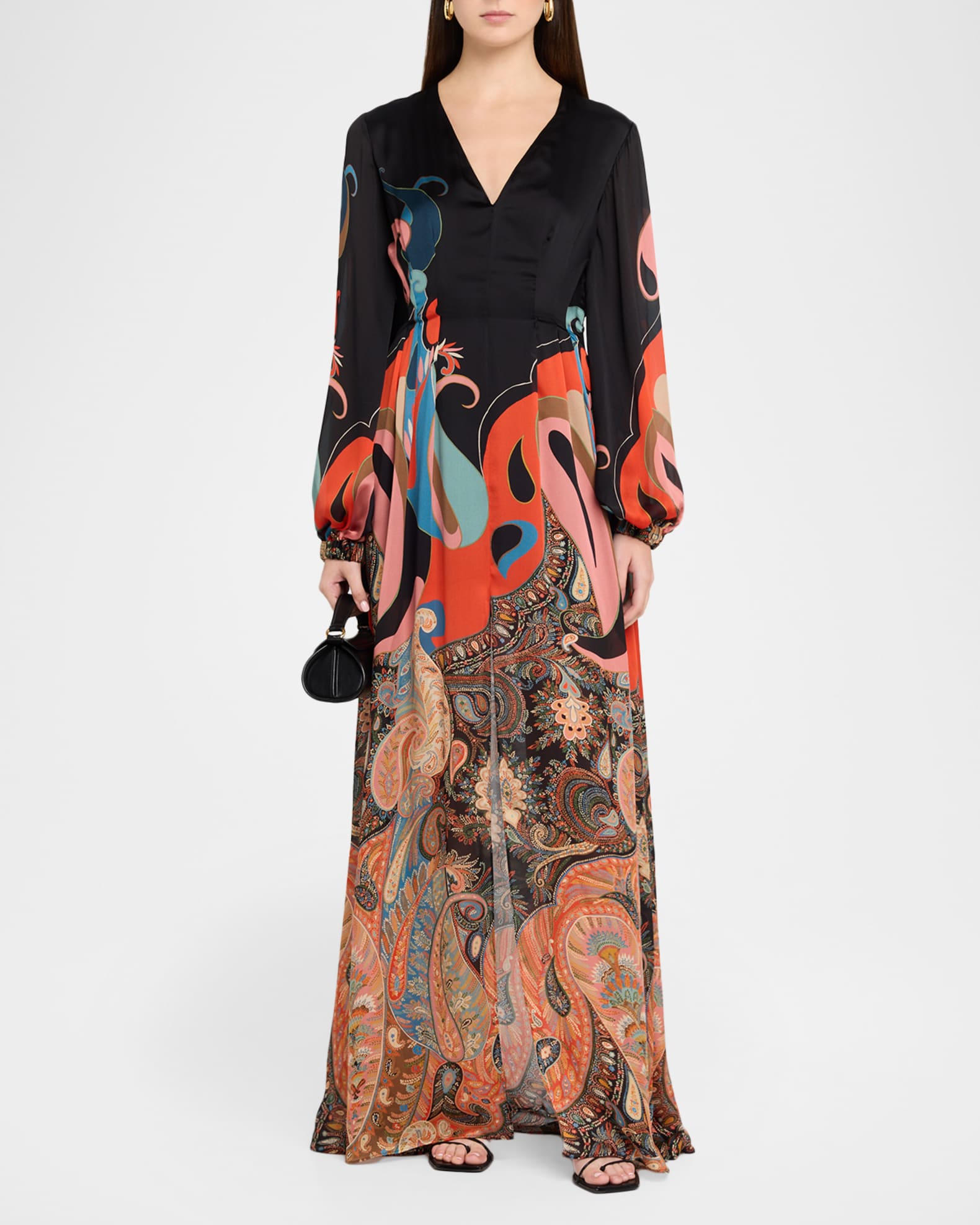 etro silk maxi dress Tiered tie-neck floral-print silk-crepon maxi dress - white