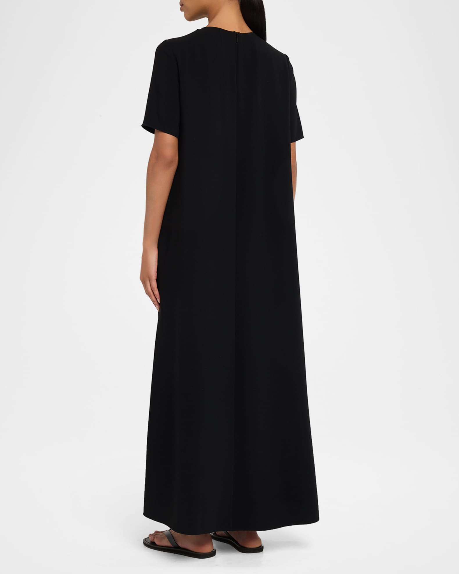 THE ROW Robi Short-Sleeve Cady Maxi Dress | Neiman Marcus