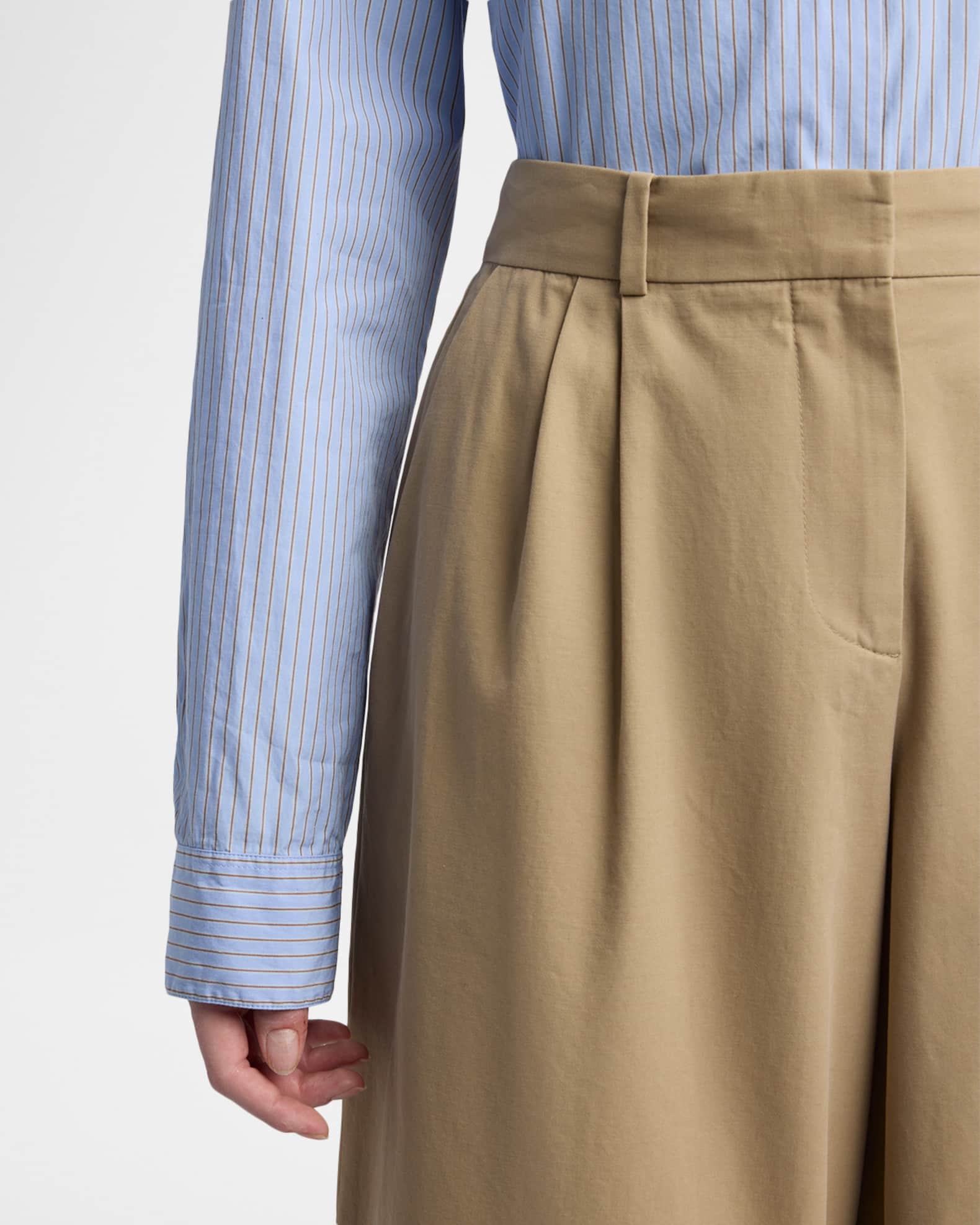 THE ROW Lior Cotton & Cashmere Wide-Leg Pants | Neiman Marcus display picture 1