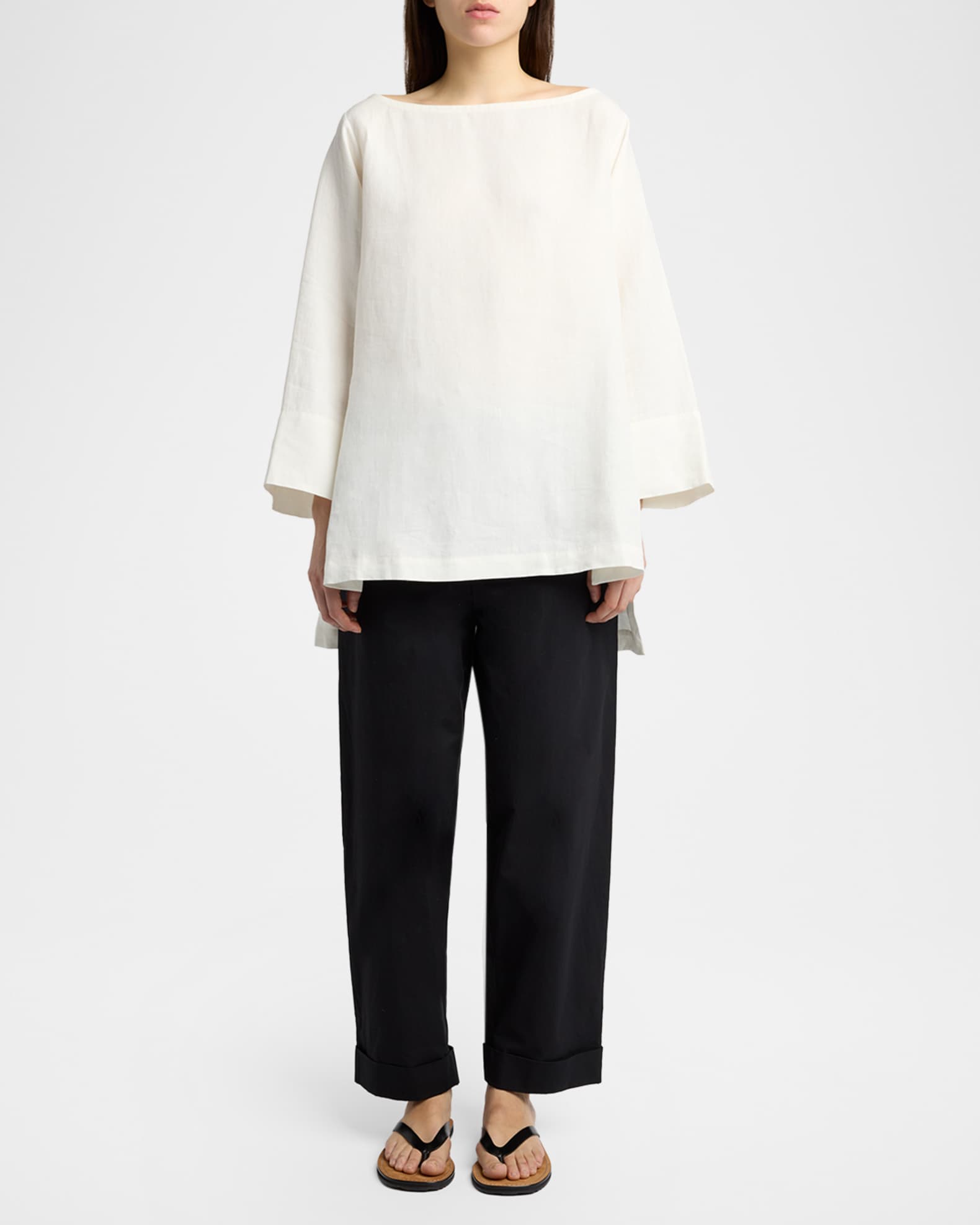 トップス Y's boat neck all linen high gage knit THE ROW Junia Boat-Neck Linen Top | Neiman Marcus