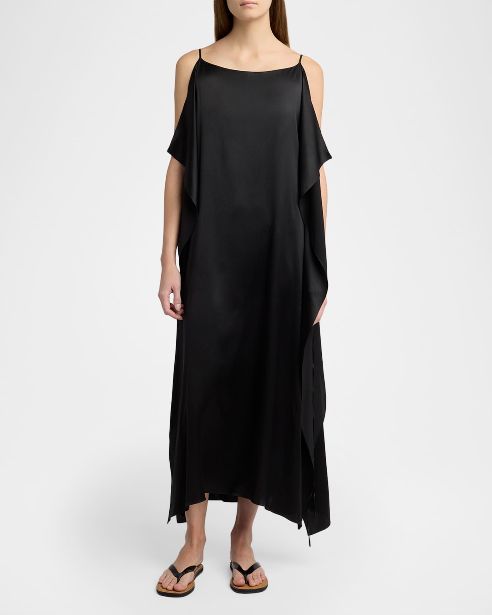 The Row Kylo Draped Silk Maxi Dress, Black, Women's, 10, Casual & Work Dresses Maxi Dresses